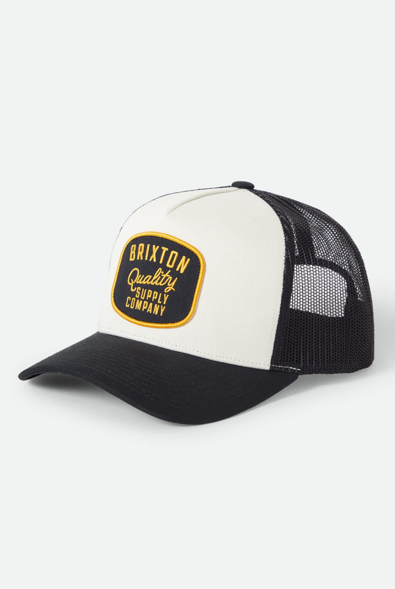 Unisex Hubal Netplus Trucker Hat in the color Black/Off White/Black - Front Product View