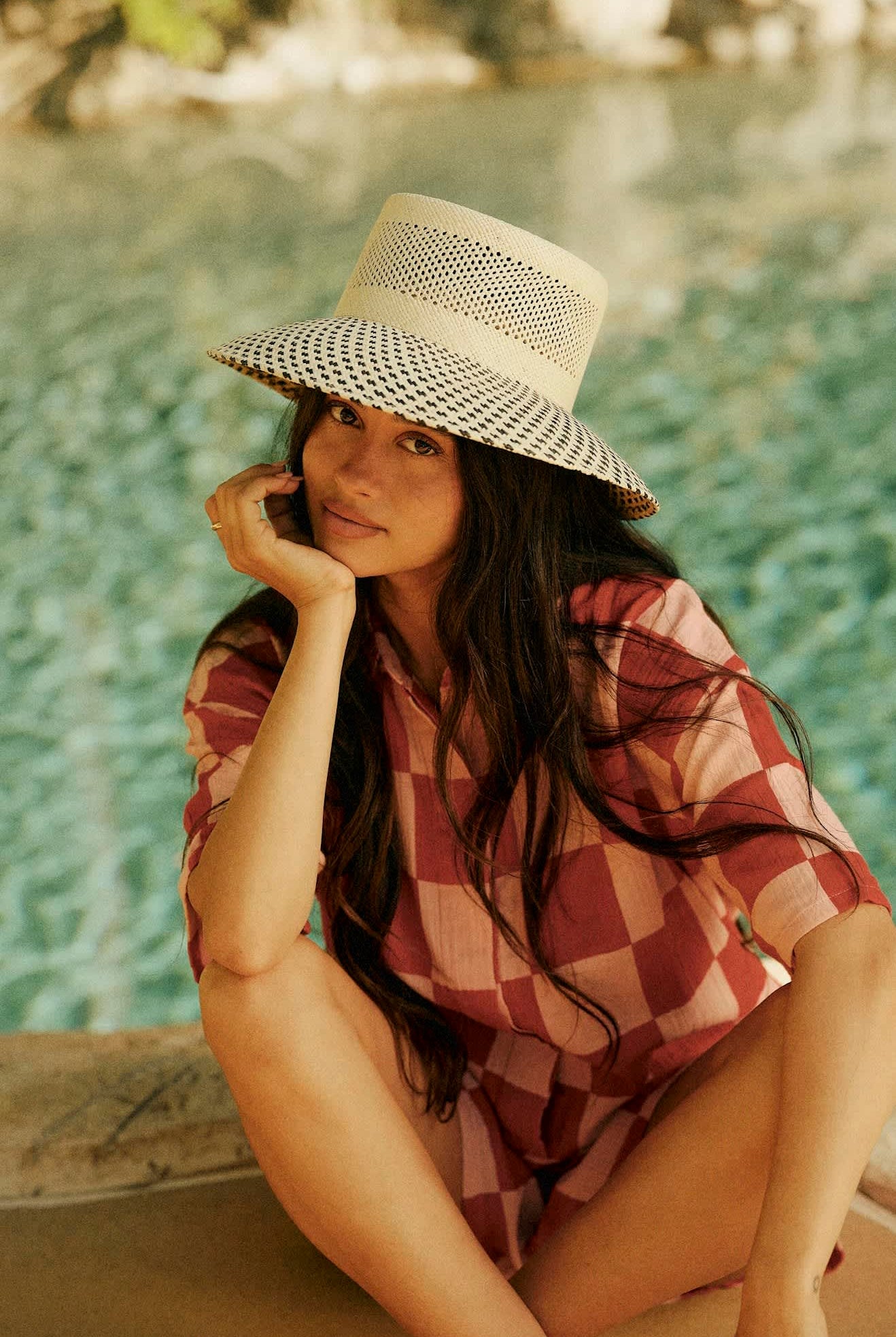 Women's The Getaway Romper in the color Silver Pink/Adrenaline Rush Checkerboard - Women's Lifestyle image