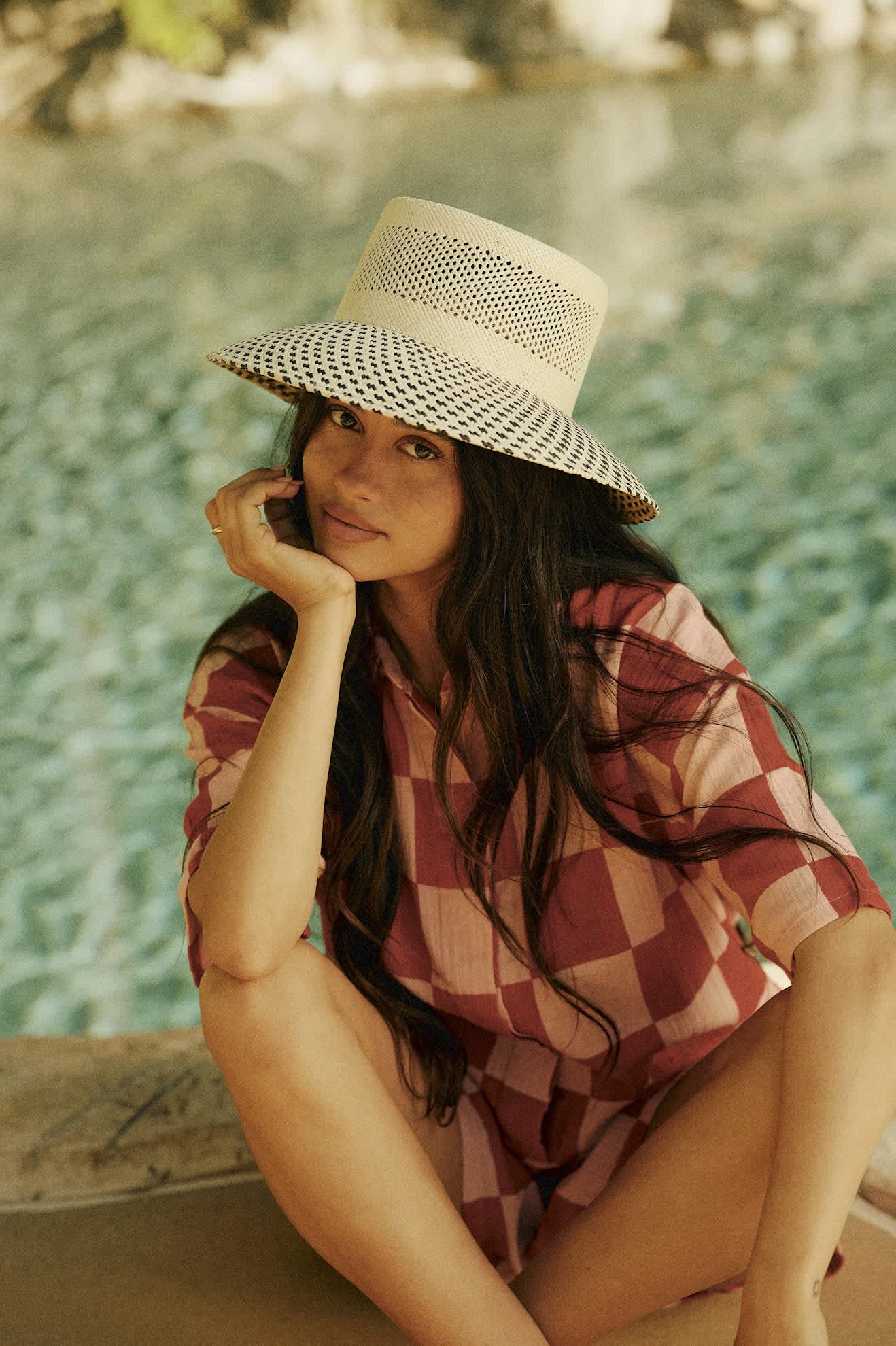 Women's The Getaway Romper in the color Silver Pink/Adrenaline Rush Checkerboard - Women's Lifestyle image