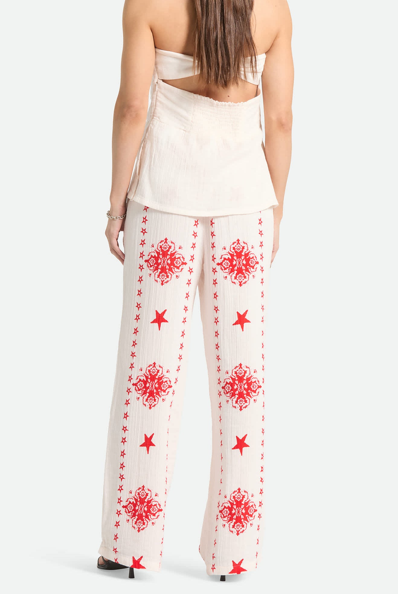 Women's The Lola Lounge Pant in the color Off White Tile - Women's Back View