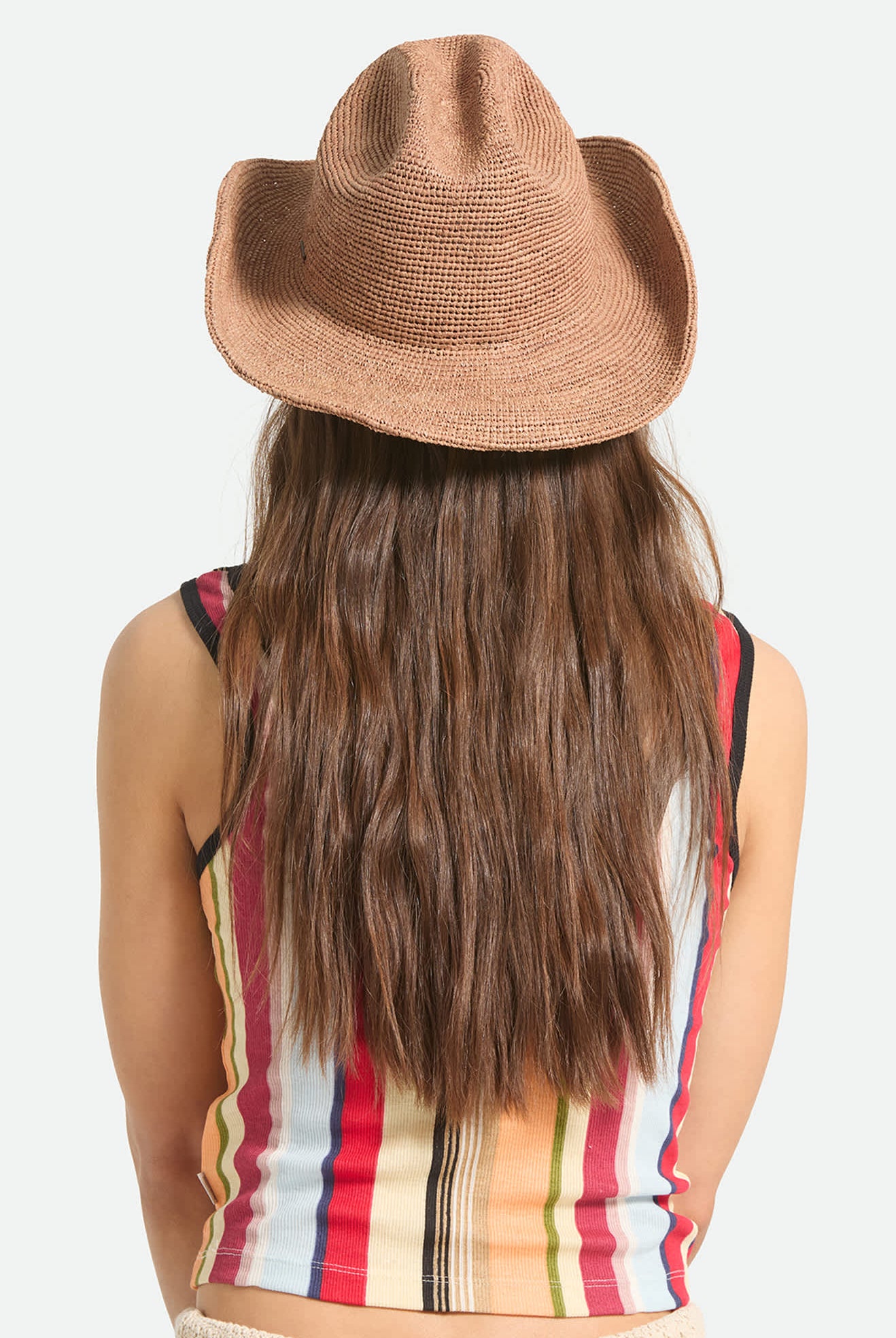 Women's Odessa Straw Packable Cowboy Hat in the color Italian Clay - Women's Back View