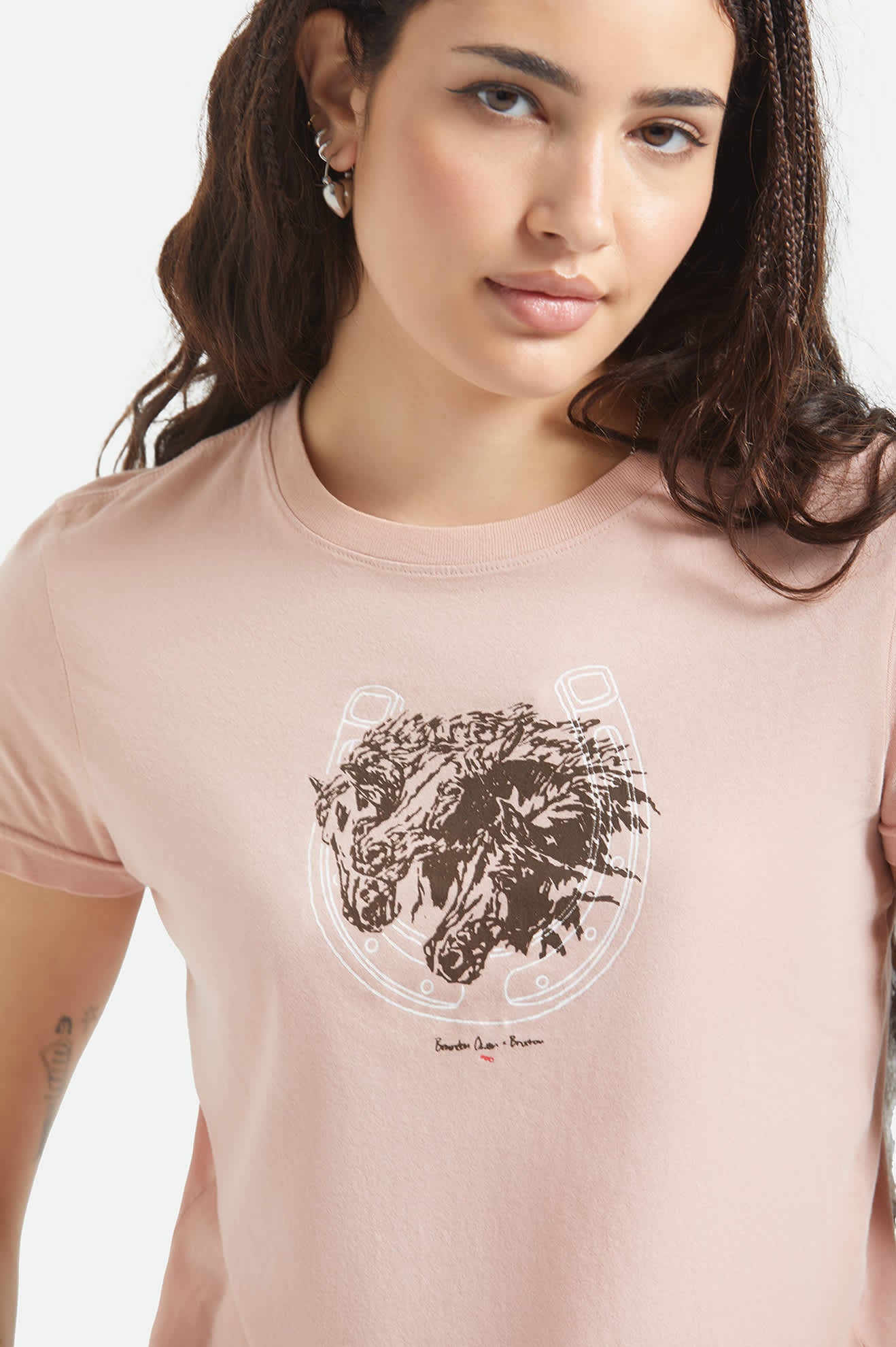 Women's Pony Club Slim Crew T-Shirt in the color Silver Pink - Additional Fit image