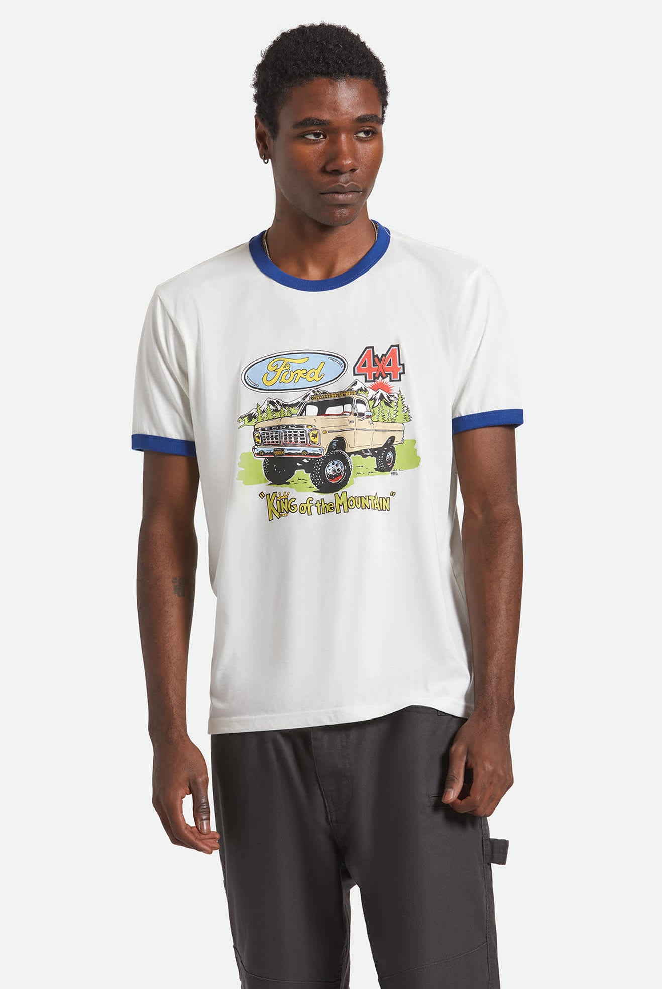 Men's Ford King Of The Mountains S/S Ringer T-Shirt in the color Wimbledon White - Men's Front View