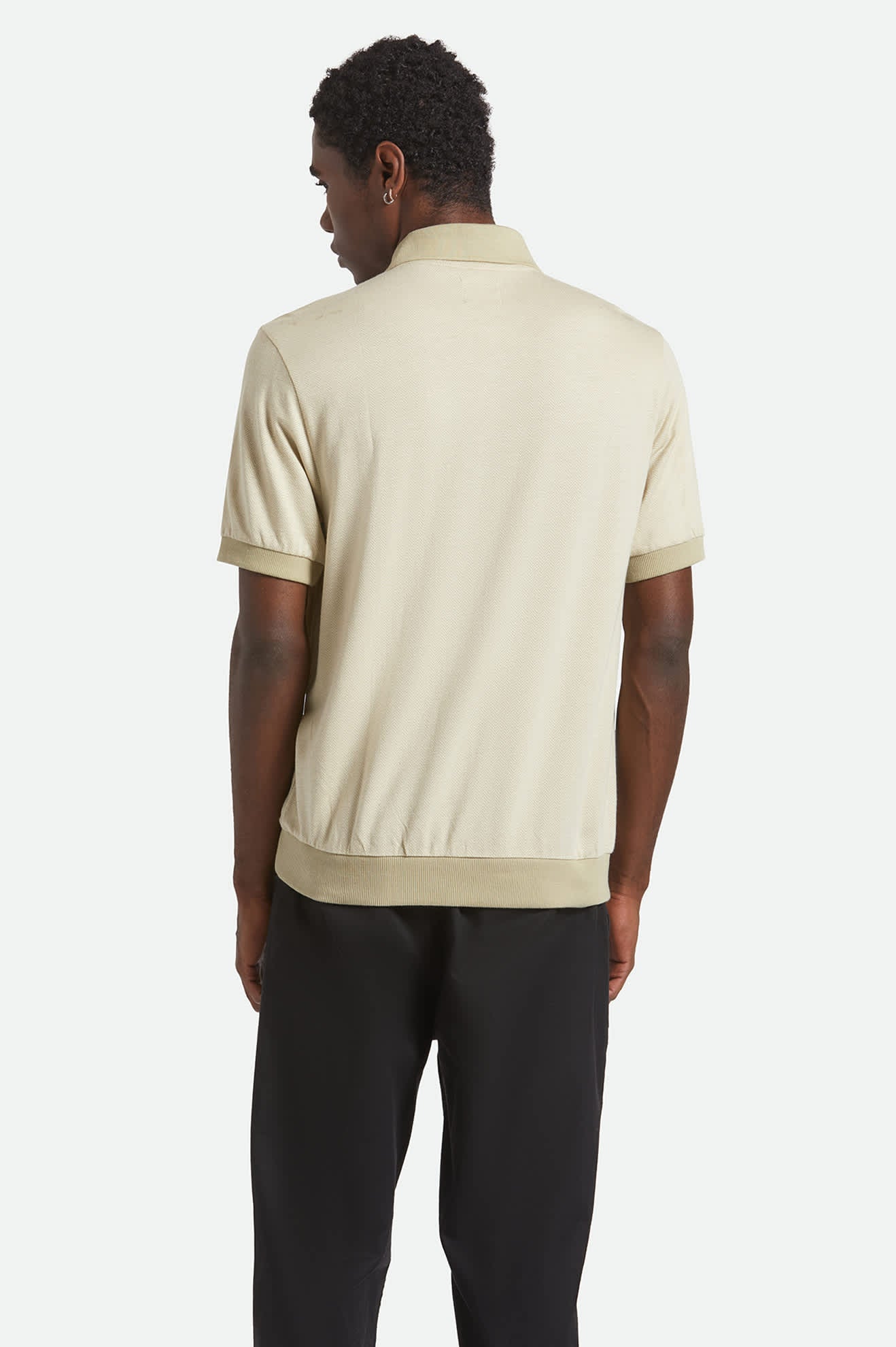 Men's Weekend Herringbone S/S Polo in the color Whitecap/Elm - Men's Back View