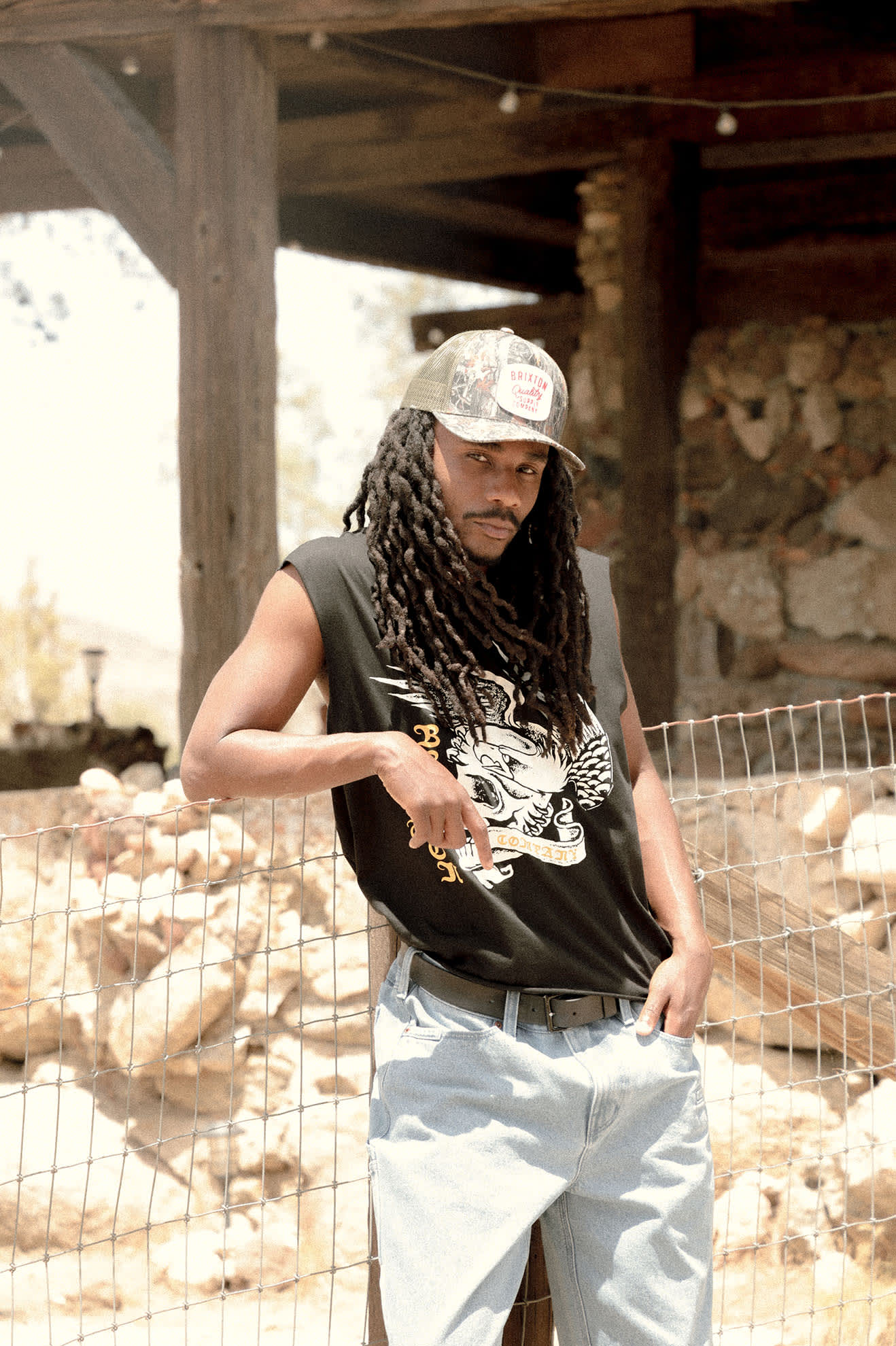 Men's Wolcott Worn In Boxy Muscle Tank in the color Black - Men's Lifestyle image