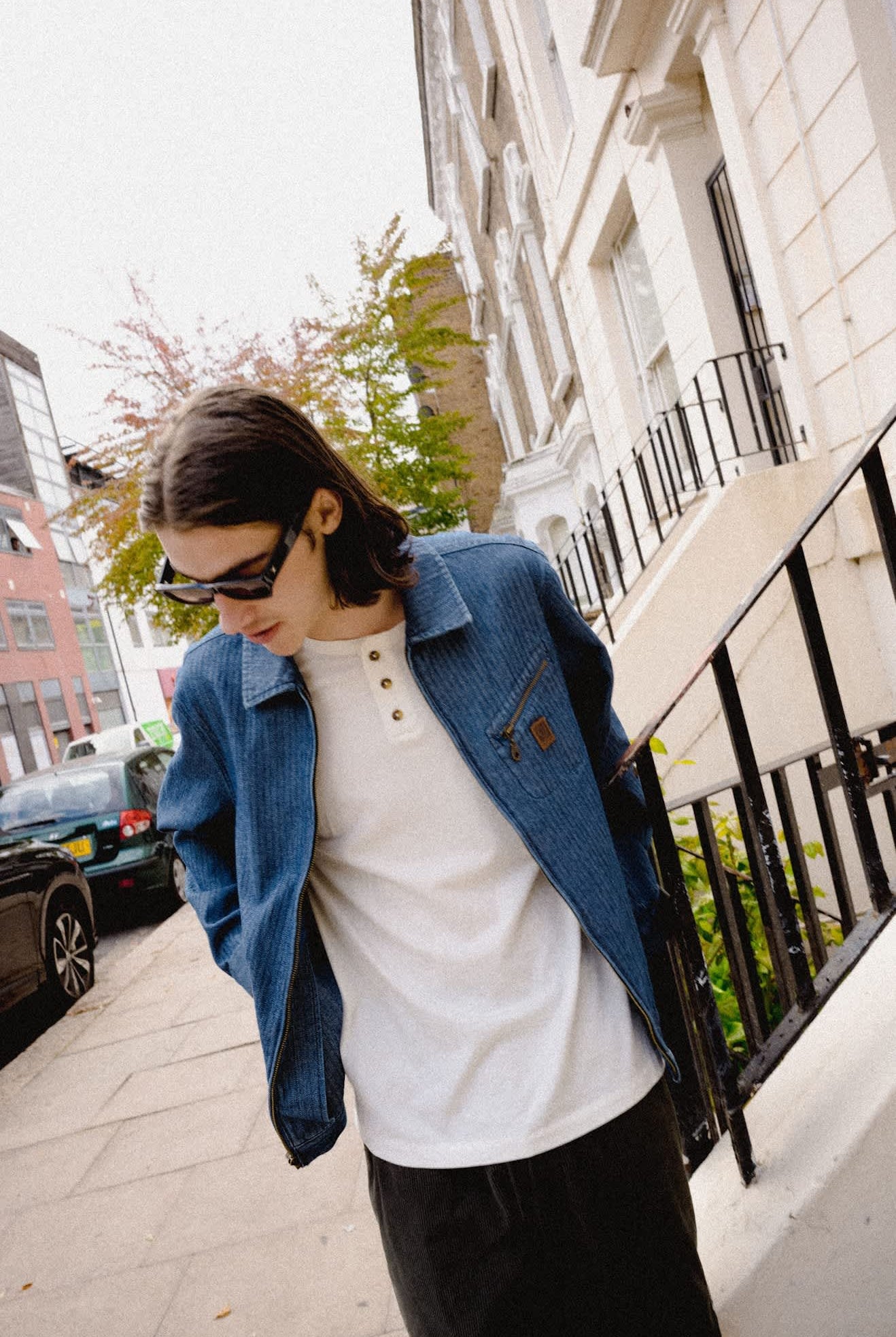 Men's Mechanic Garage Zip Jacket in the color Indigo Herringbone - Men's Lifestyle image