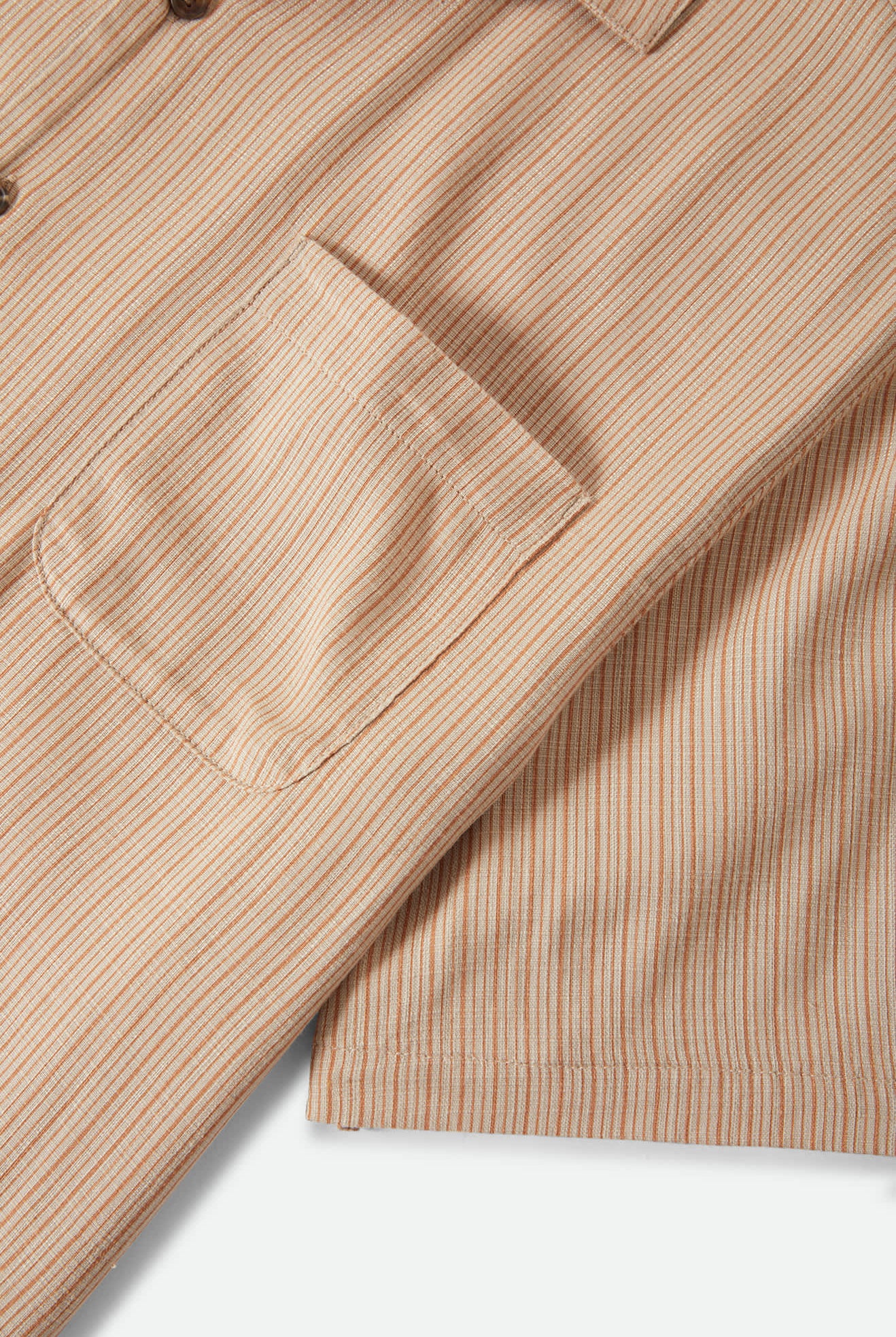 Men's Bunker Slub Short Sleeve Shirt in the color Italian Clay Stripe - Additional Laydown image
