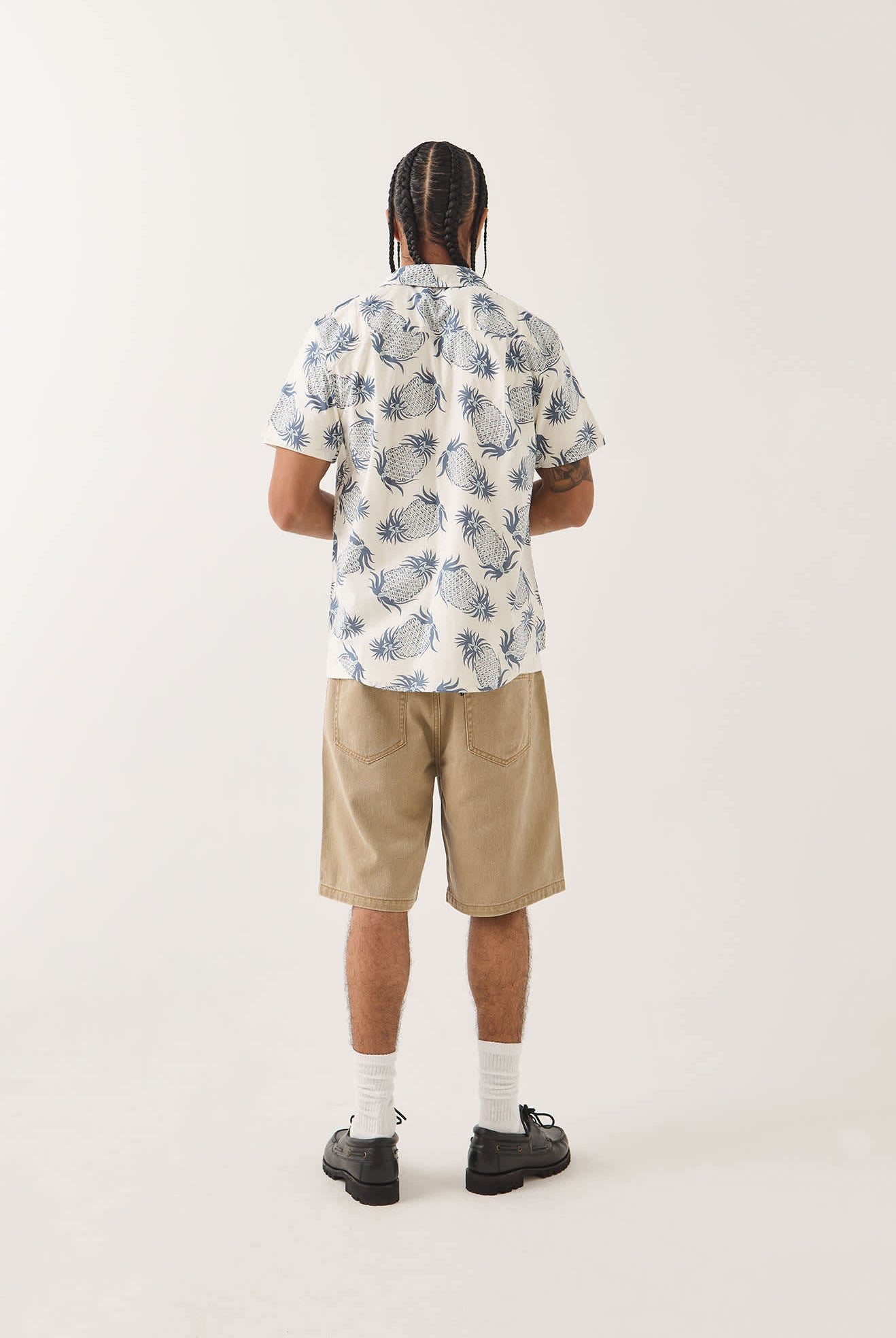 Men's Brixton Relaxed Short in the color Washed British Khaki - Men's Back View