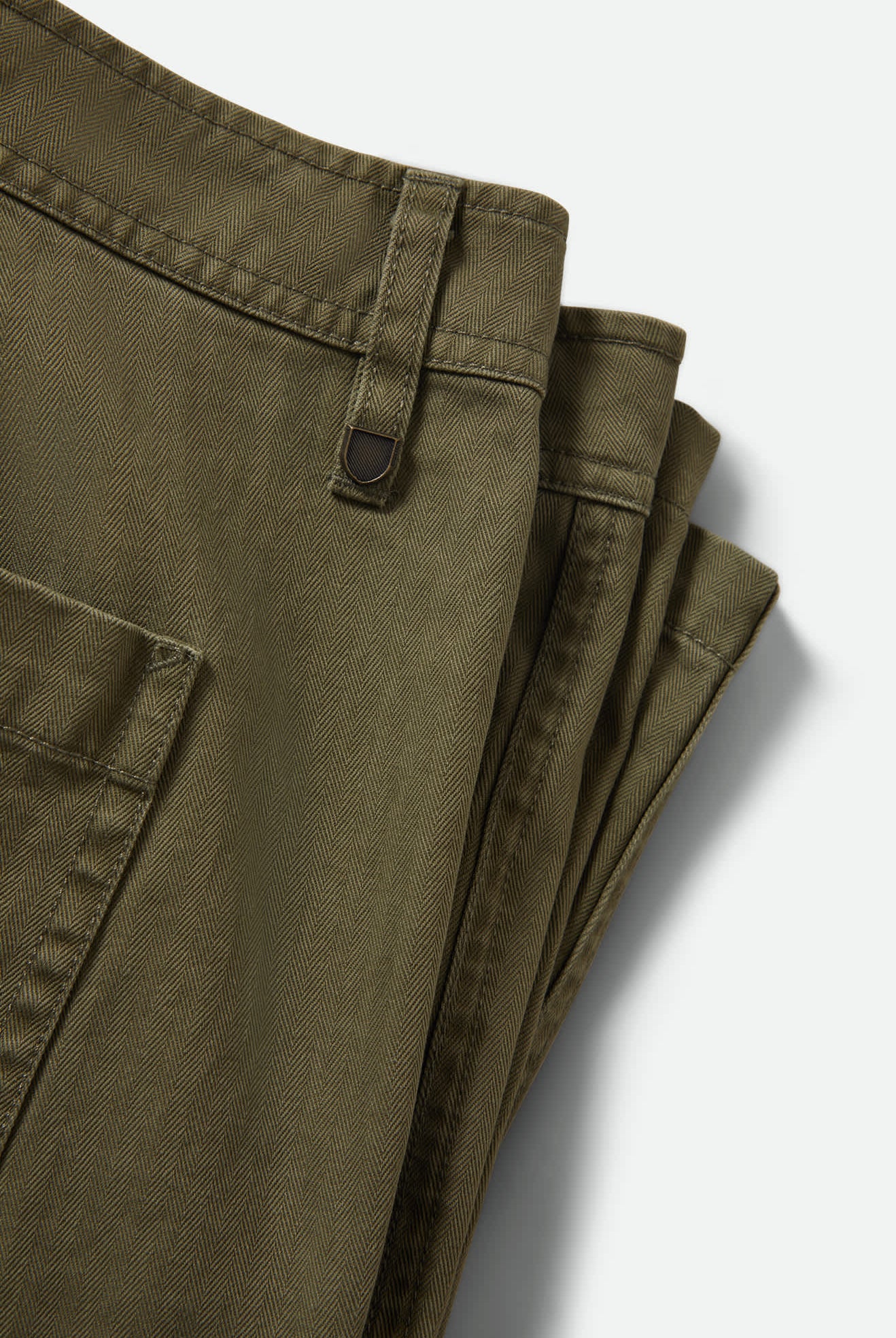 Men's Surplus Vintage Wash Herringbone Short in the color Washed Olive Green - Additional Laydown image