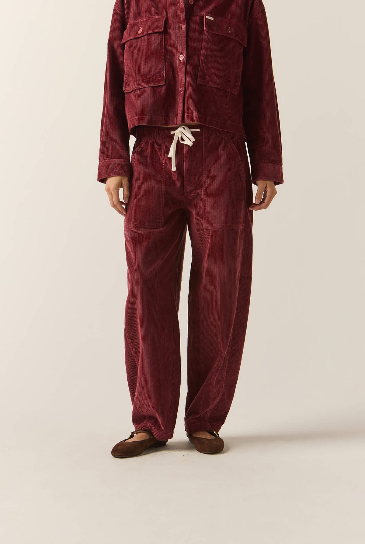 Women's Utility Everyday Barrel Pant in the color Wild Ginger Cord - Women's Front View