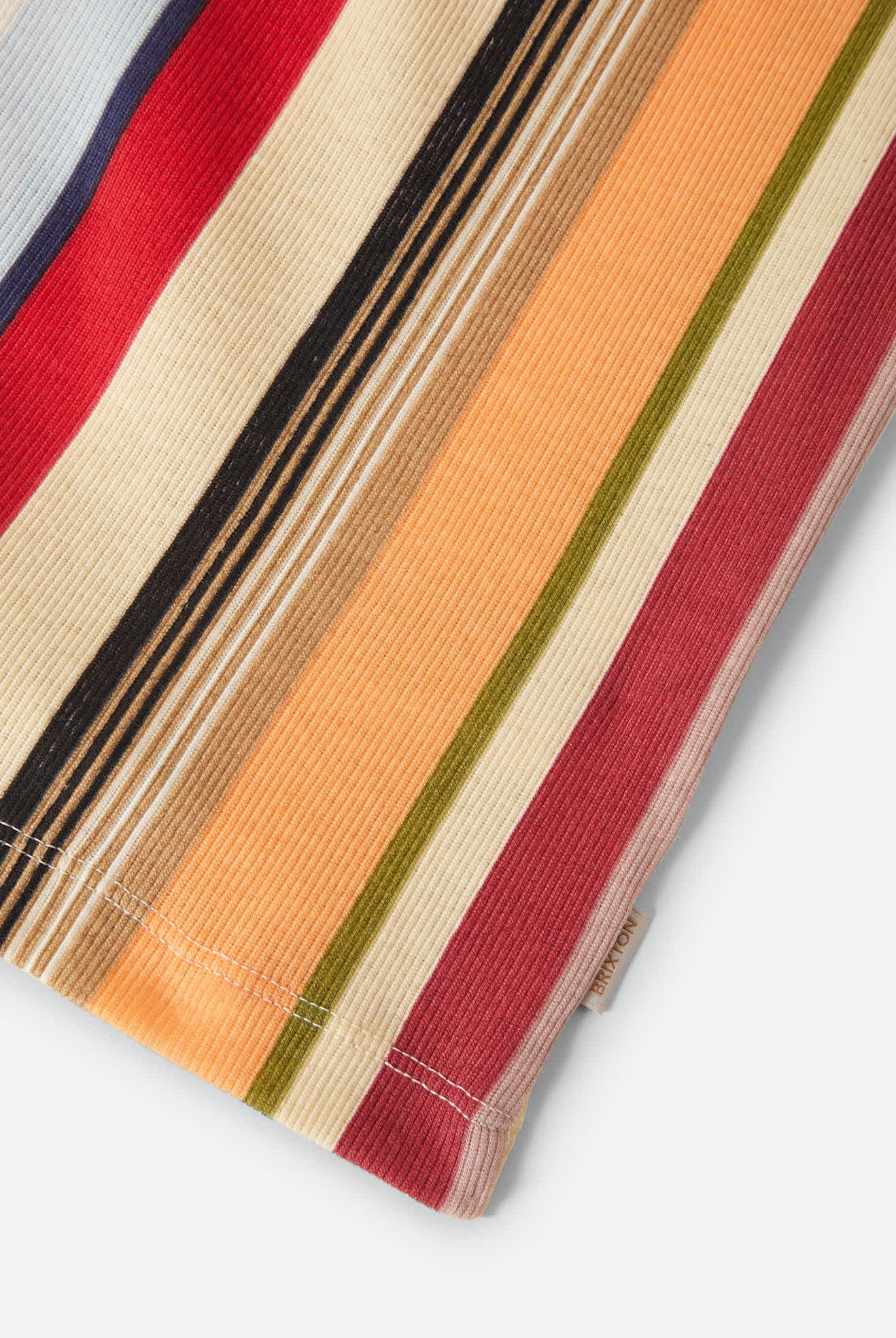 Women's Ringer Organic A-Tank in the color Peach Cobbler Multi Stripe - Additional Laydown image