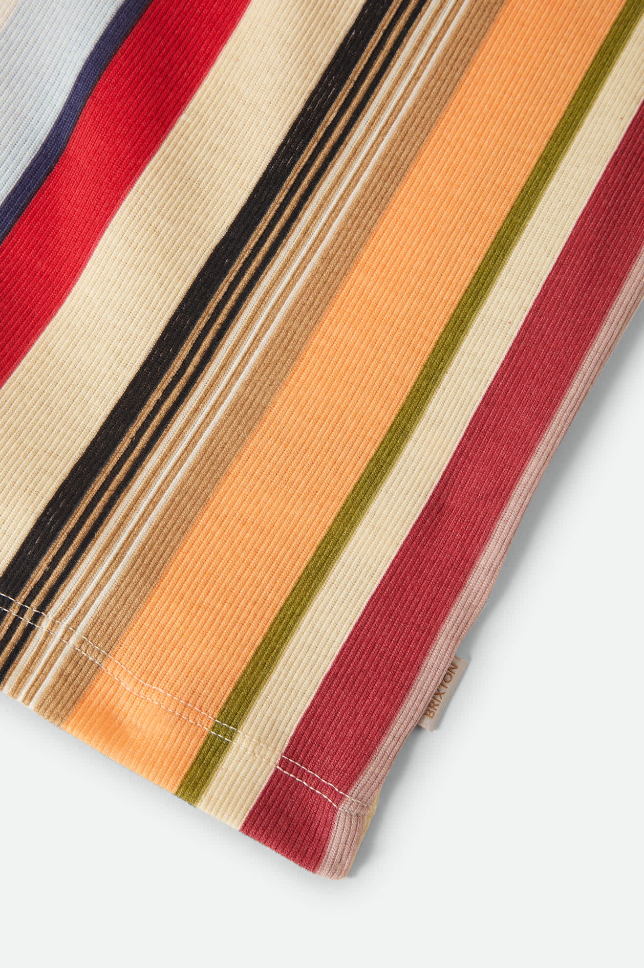 Women's Ringer Organic A-Tank in the color Peach Cobbler Multi Stripe - Additional Laydown image