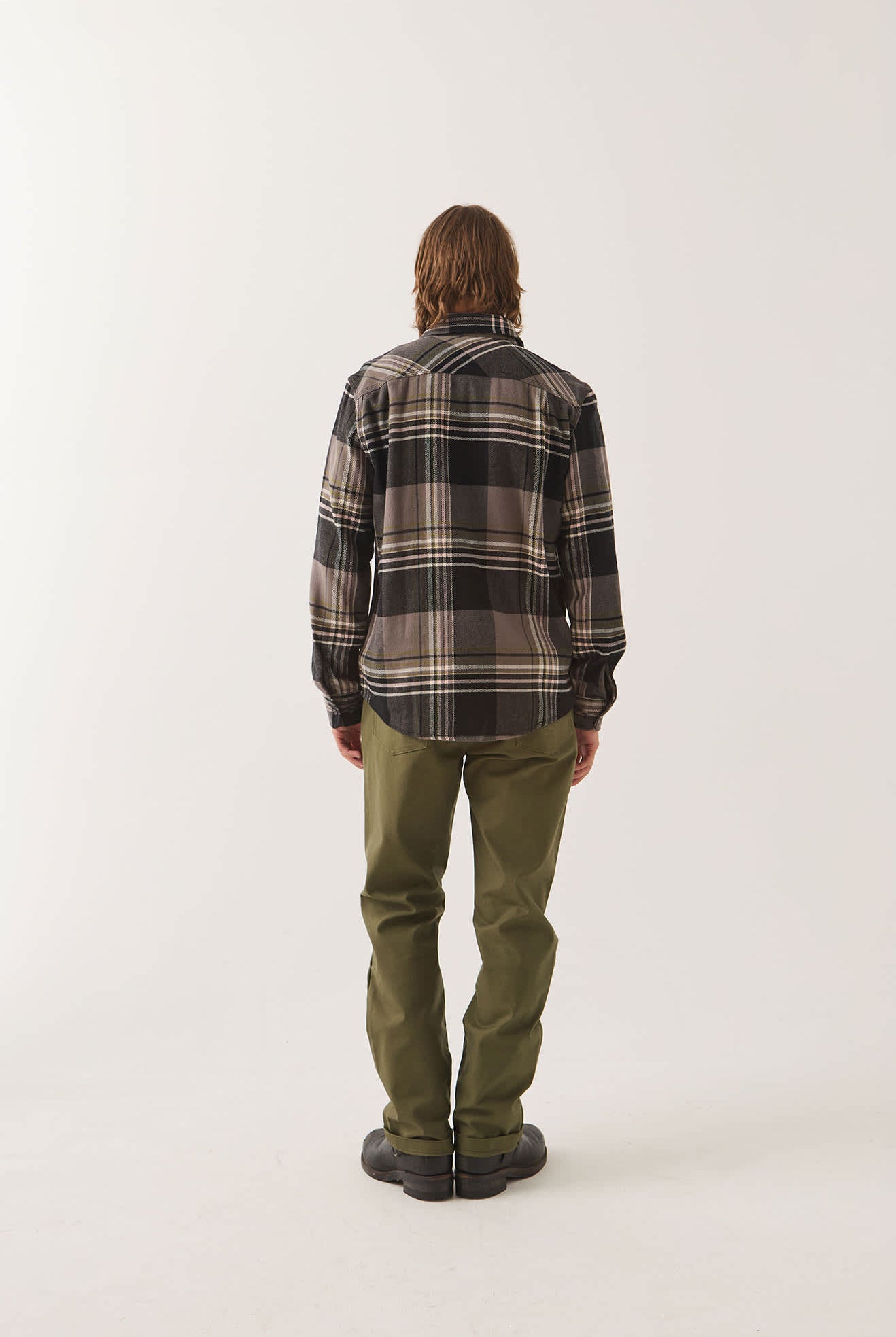 Men's Builders 5-Pocket Pant in the color Dark Olive - Men's Back View