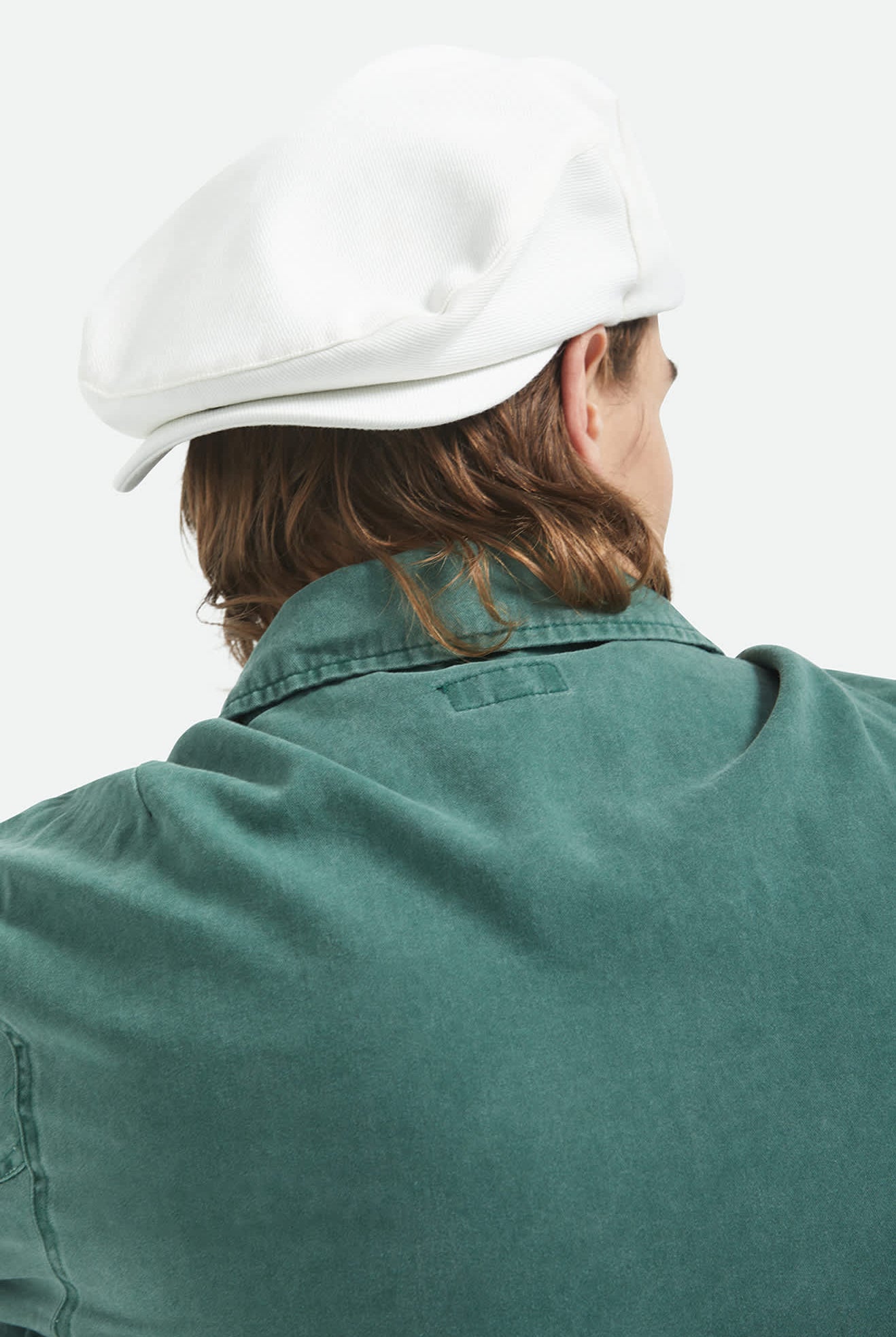 Unisex Hooligan Flat Cap in the color Whitecap - Men's Back View