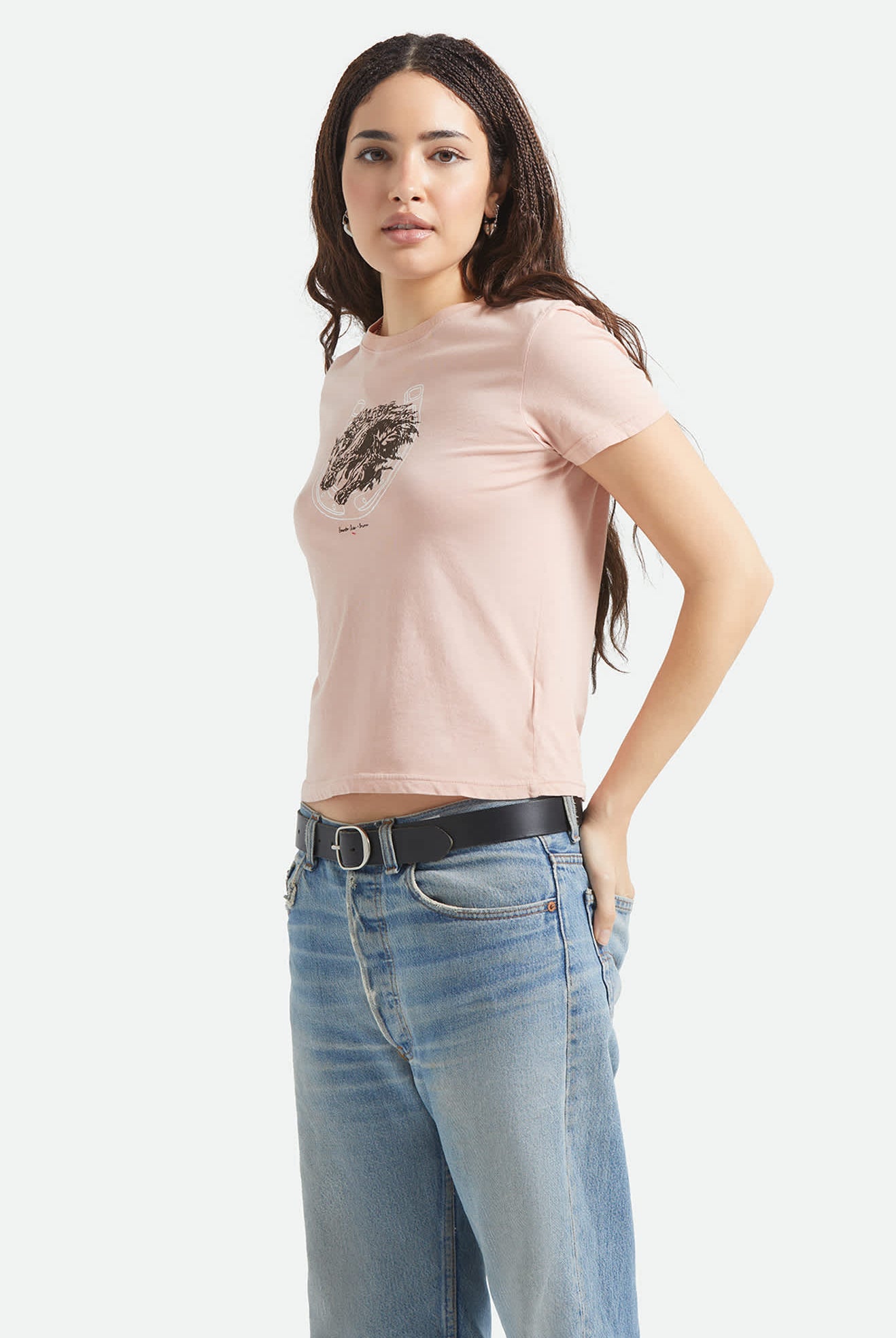 Women's Pony Club Slim Crew T-Shirt in the color Silver Pink - Additional Fit image
