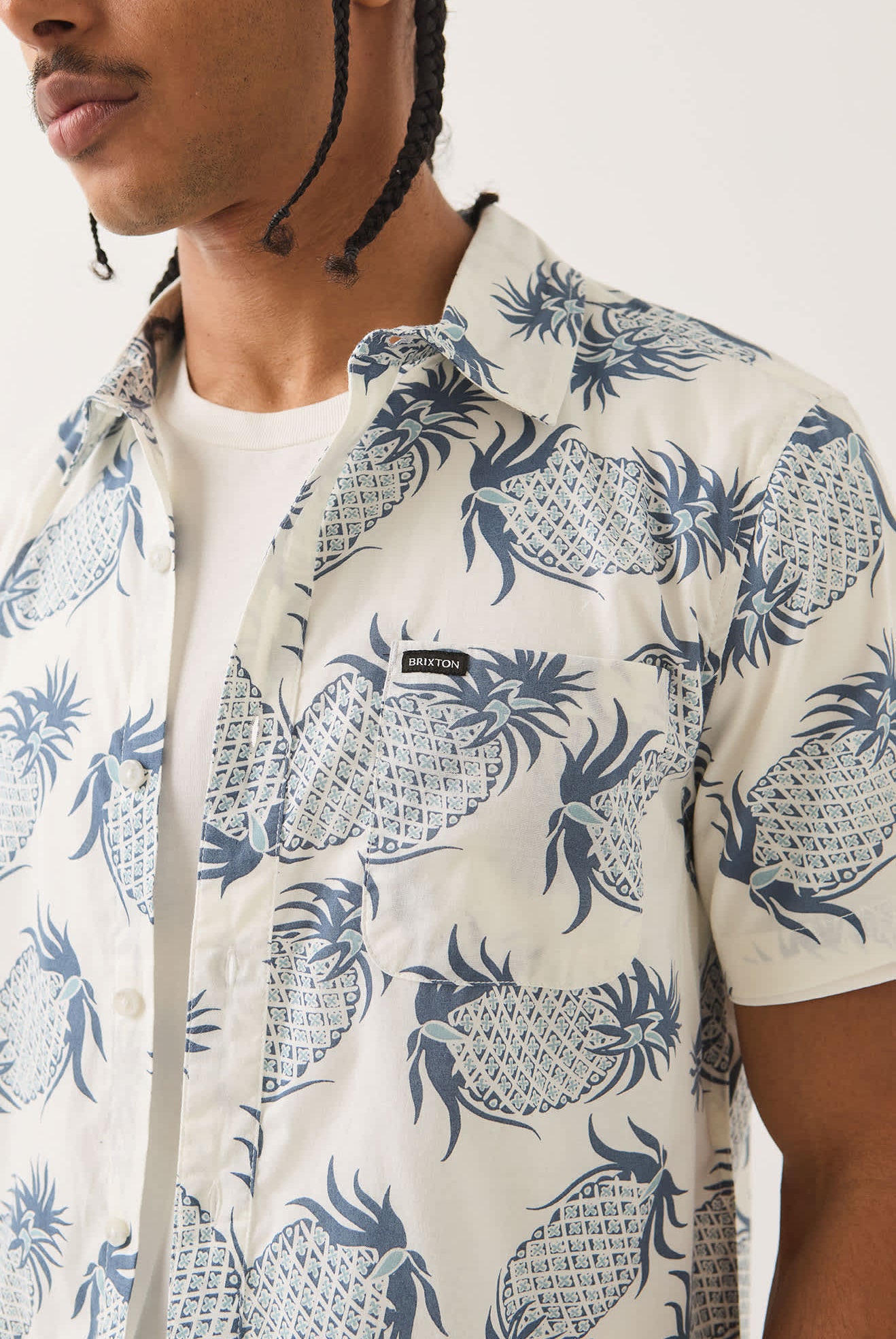 Men's Charter Print Shirt in the color Off White Pineapple - Additional Fit image