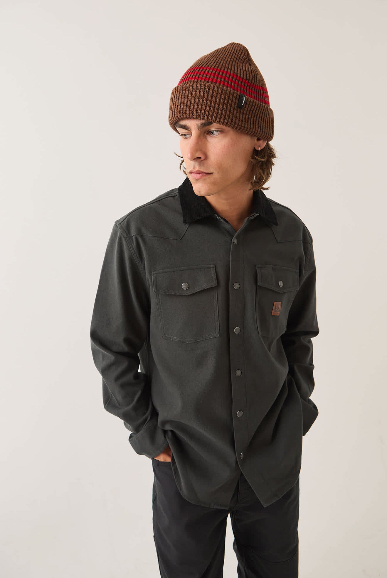 Men's Bowery Builders Ranch Performance Flannel in the color Black - Additional Fit image