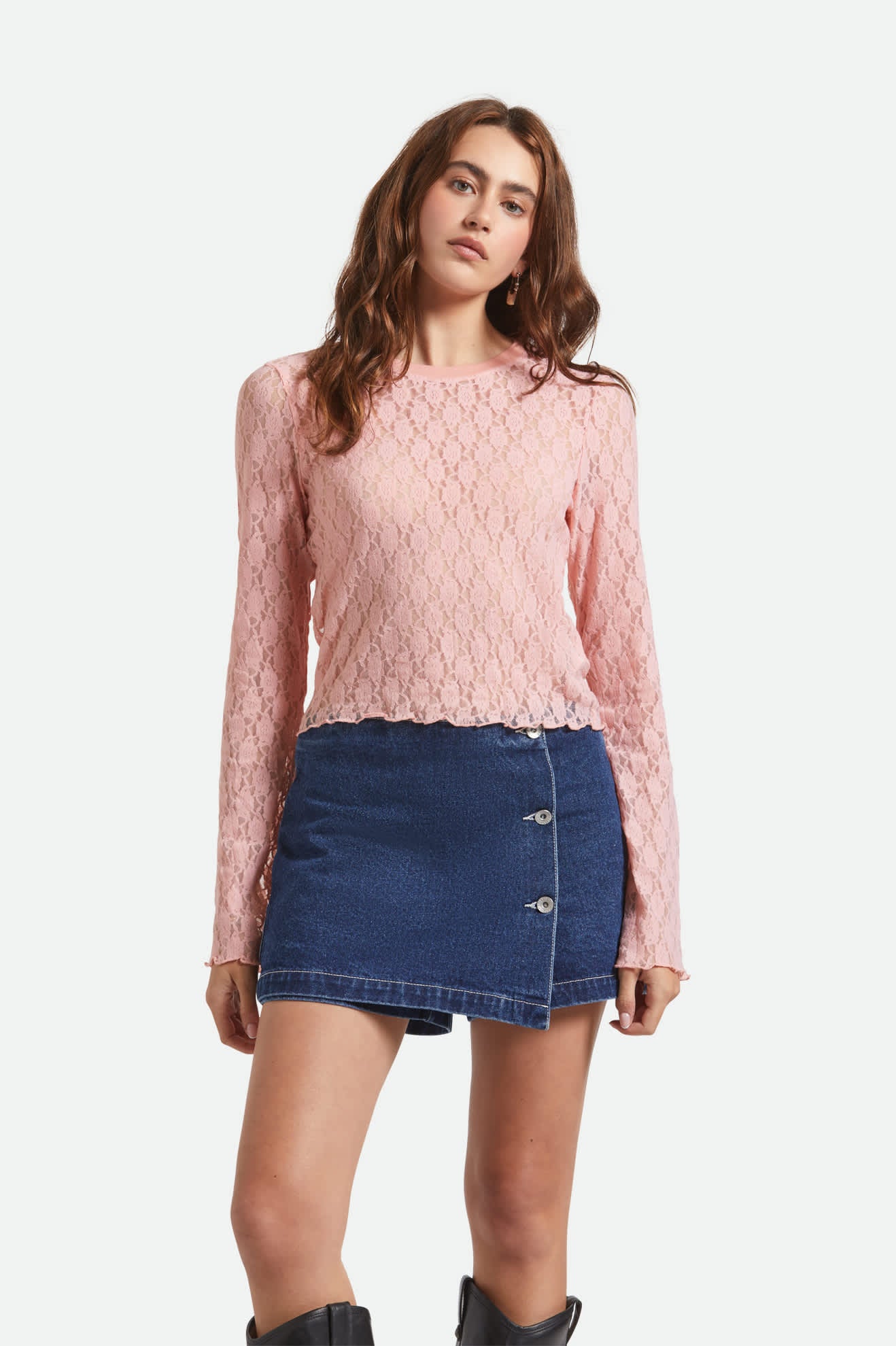 Women's Dolly Slim L/S Knit T-Shirt in the color Mellow Rose - Women's Front View