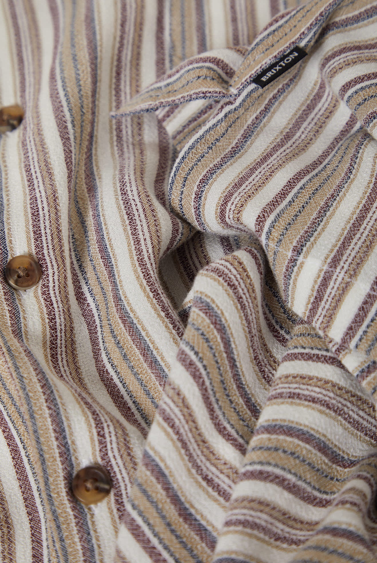 Men's Bunker Twisted Stripe Short Sleeve Camp Collar Shirt in the color Robust Red - Additional Laydown image