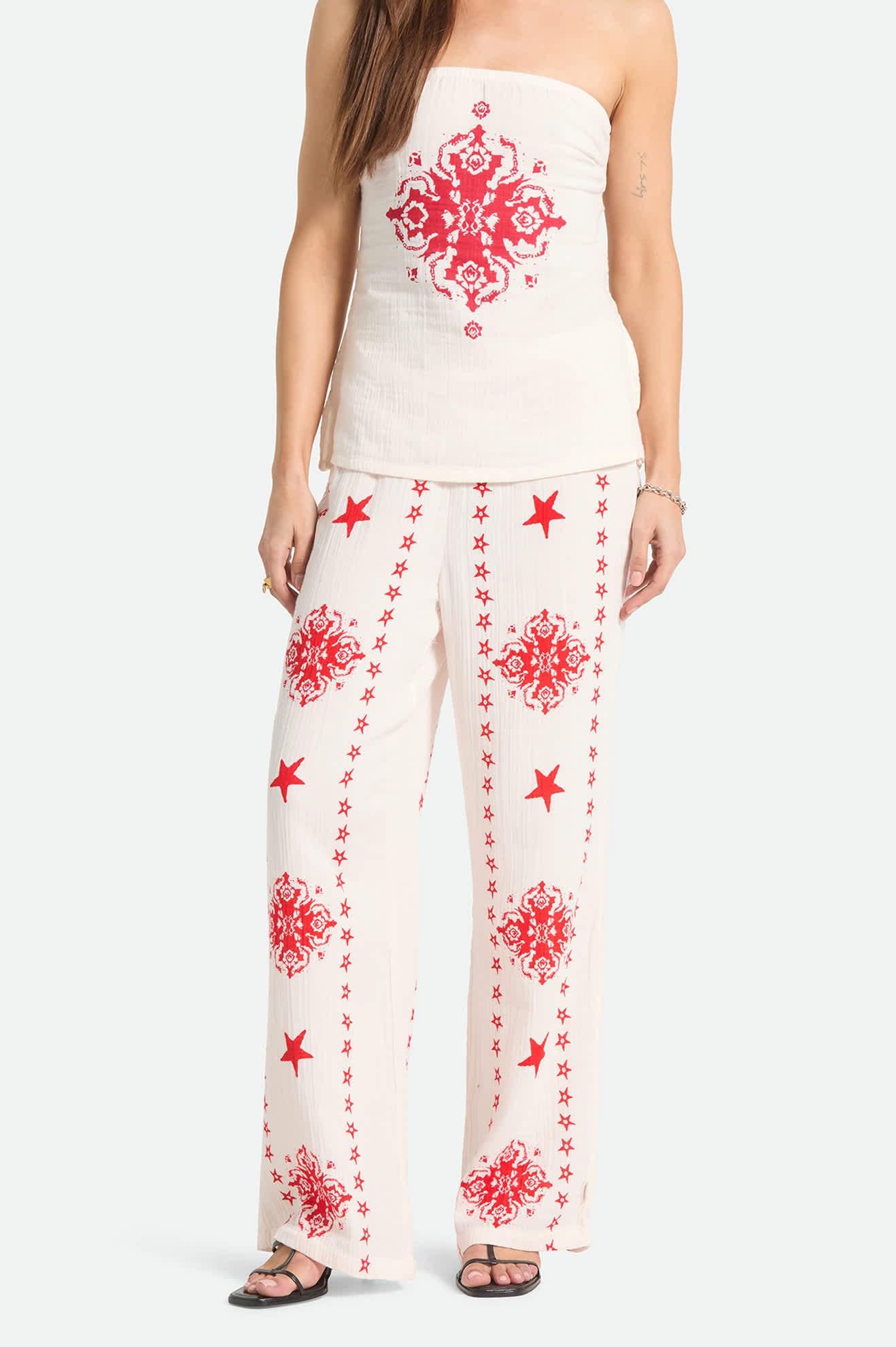 Women's The Lola Lounge Pant in the color Off White Tile - Women's Front View