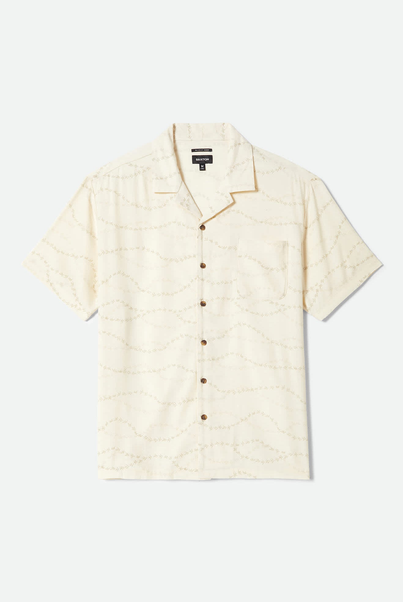 Men's Bunker Slub Short Sleeve Shirt in the color Whitecap/Black Swallows - Front Product View