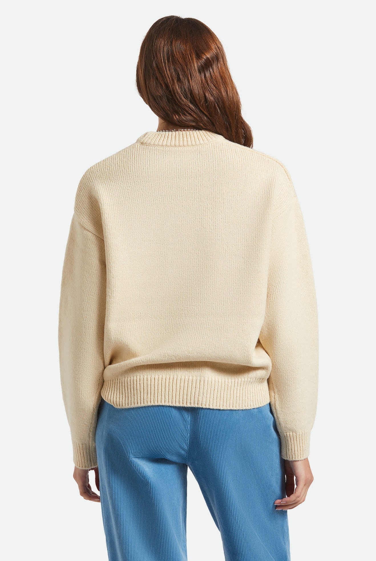Women's Brixton Ranching Club Crew Sweater in the color Whitecap - Women's Back View