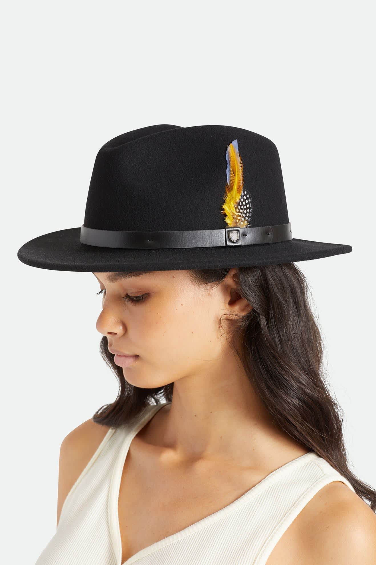 Unisex Brixton Hat Feather in the color Joe Blue/Black/Yellow - Additional Laydown image
