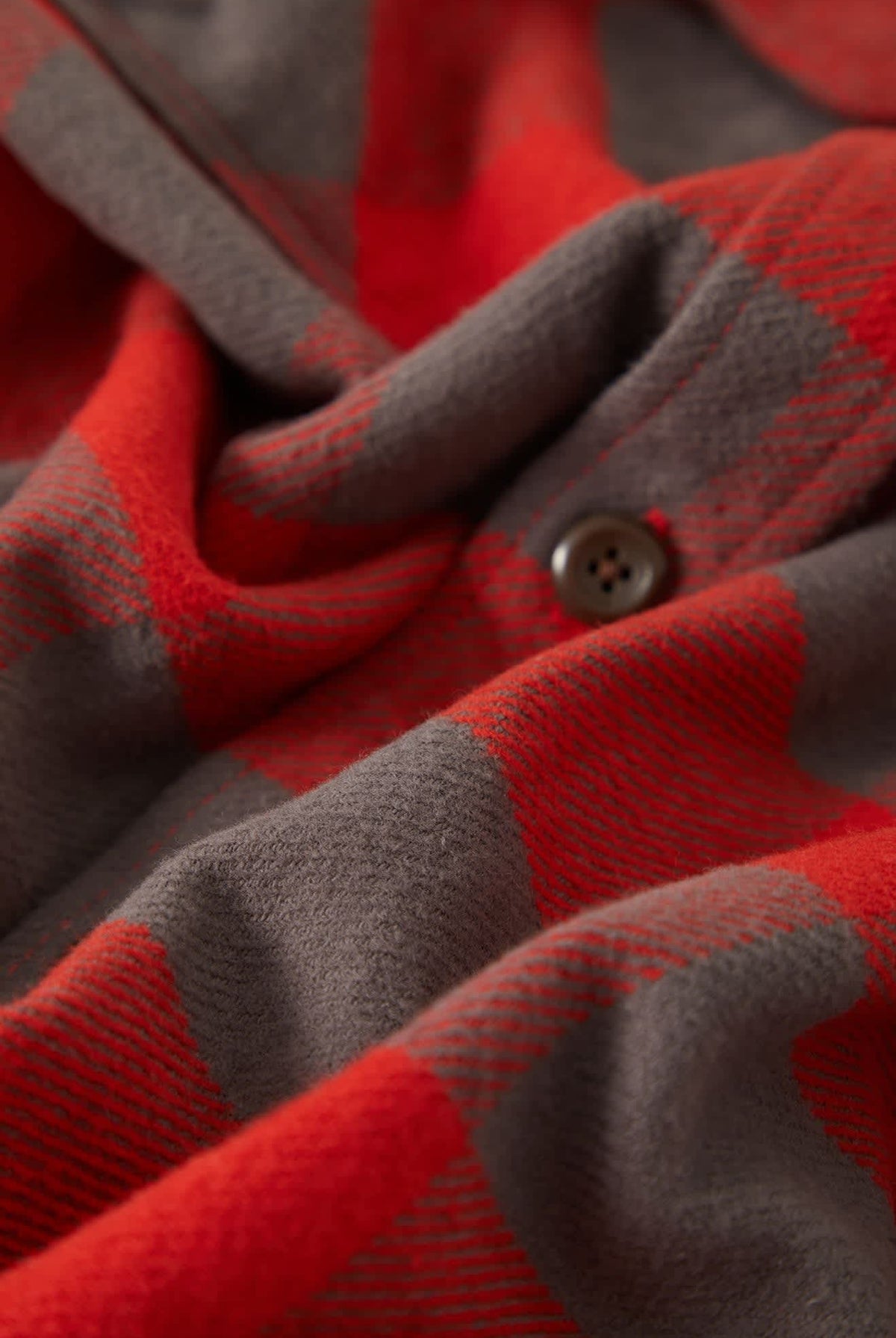 Men's Bowery Heavyweight Flannel in the color Washed Red/Grey - Additional Laydown image