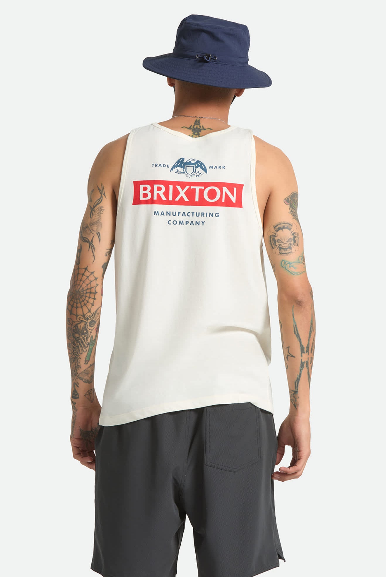 Men's Pinnacle Tank Top in the color Off White - Men's Back View