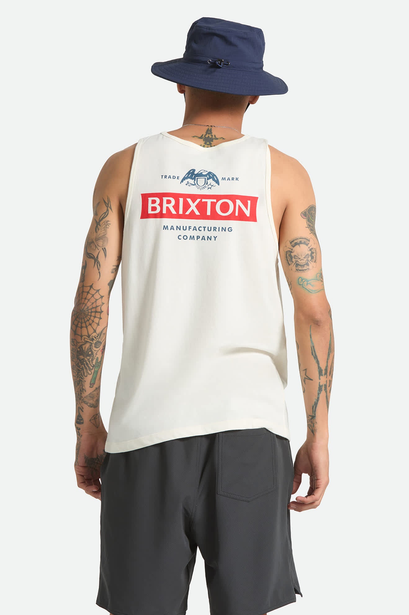 Men's Pinnacle Tank Top in the color Off White - Men's Back View