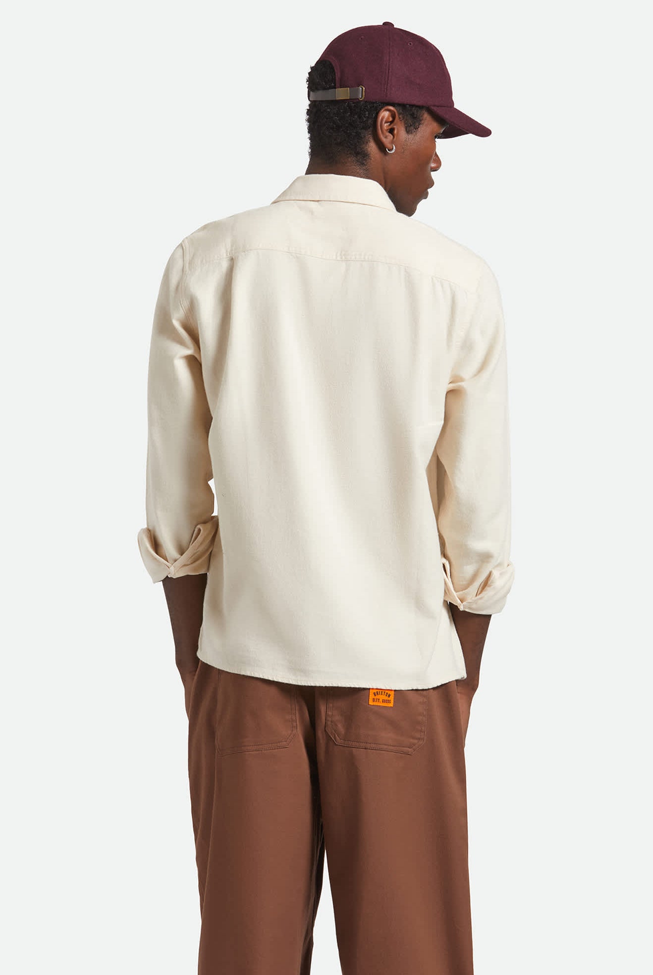 Men's Hasting Lightweight Ultra Soft Flannel in the color Whitecap - Men's Back View