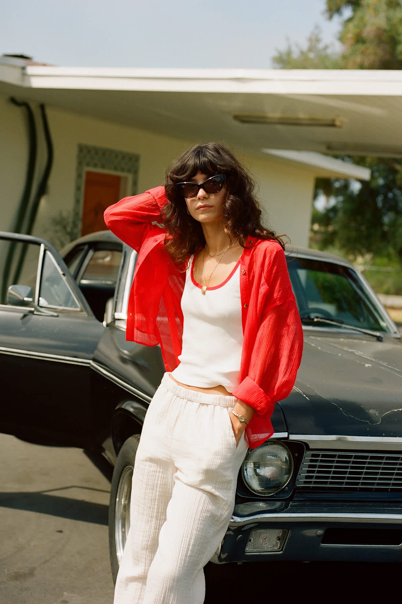 Women's East Side Boxy L/S Button Down in the color Crimson - Men's Lifestyle image