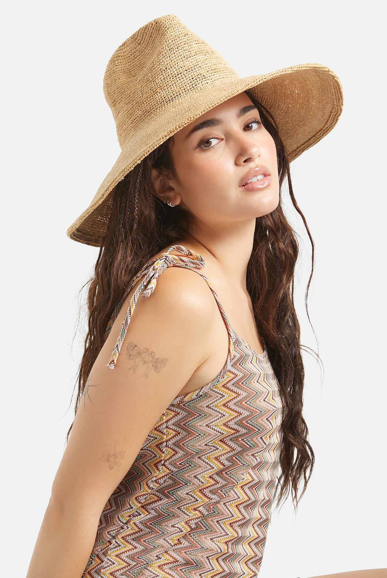 Women's Helena Straw Sun Hat in the color Tan - Women's Front View
