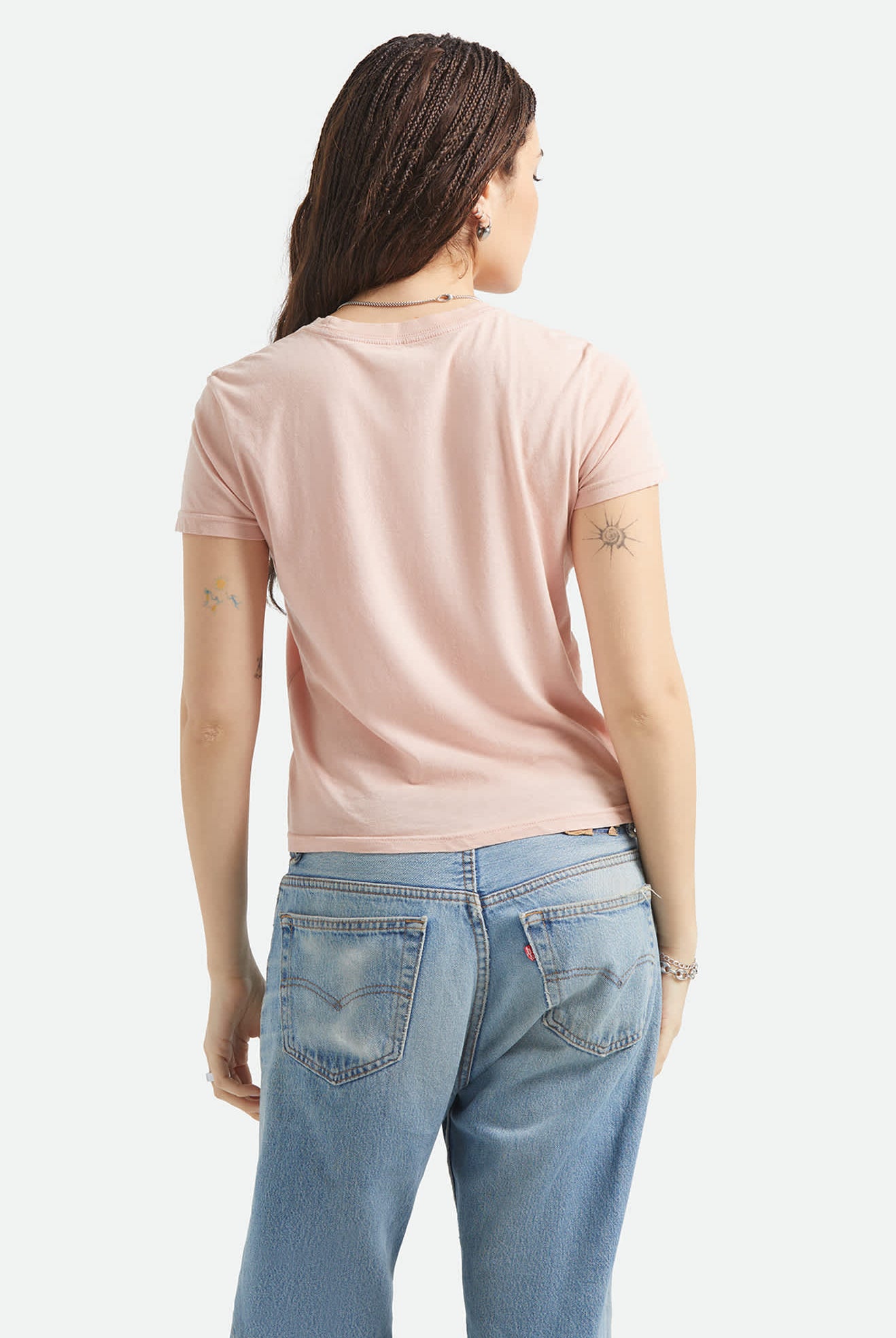 Women's Pony Club Slim Crew T-Shirt in the color Silver Pink - Women's Back View