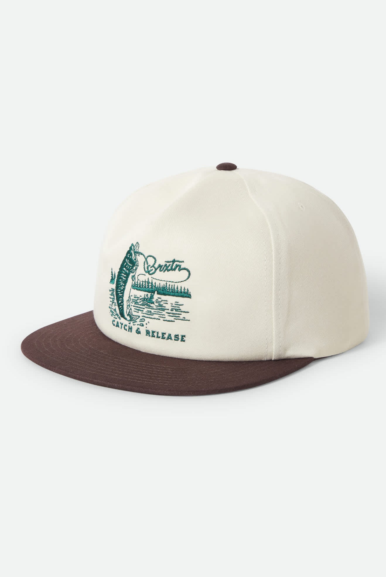 Unisex Catch And Release Snapback in the color Off White/Brown - Front Product View