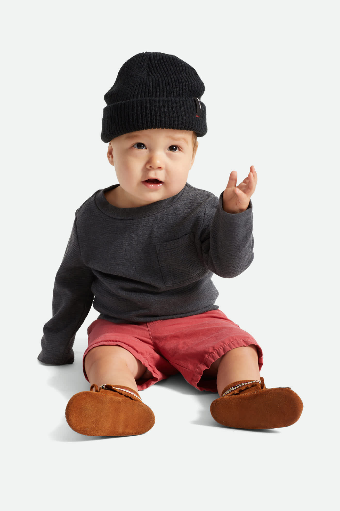 Infant Baby Heist Beanie in the color Black - Men's Front View