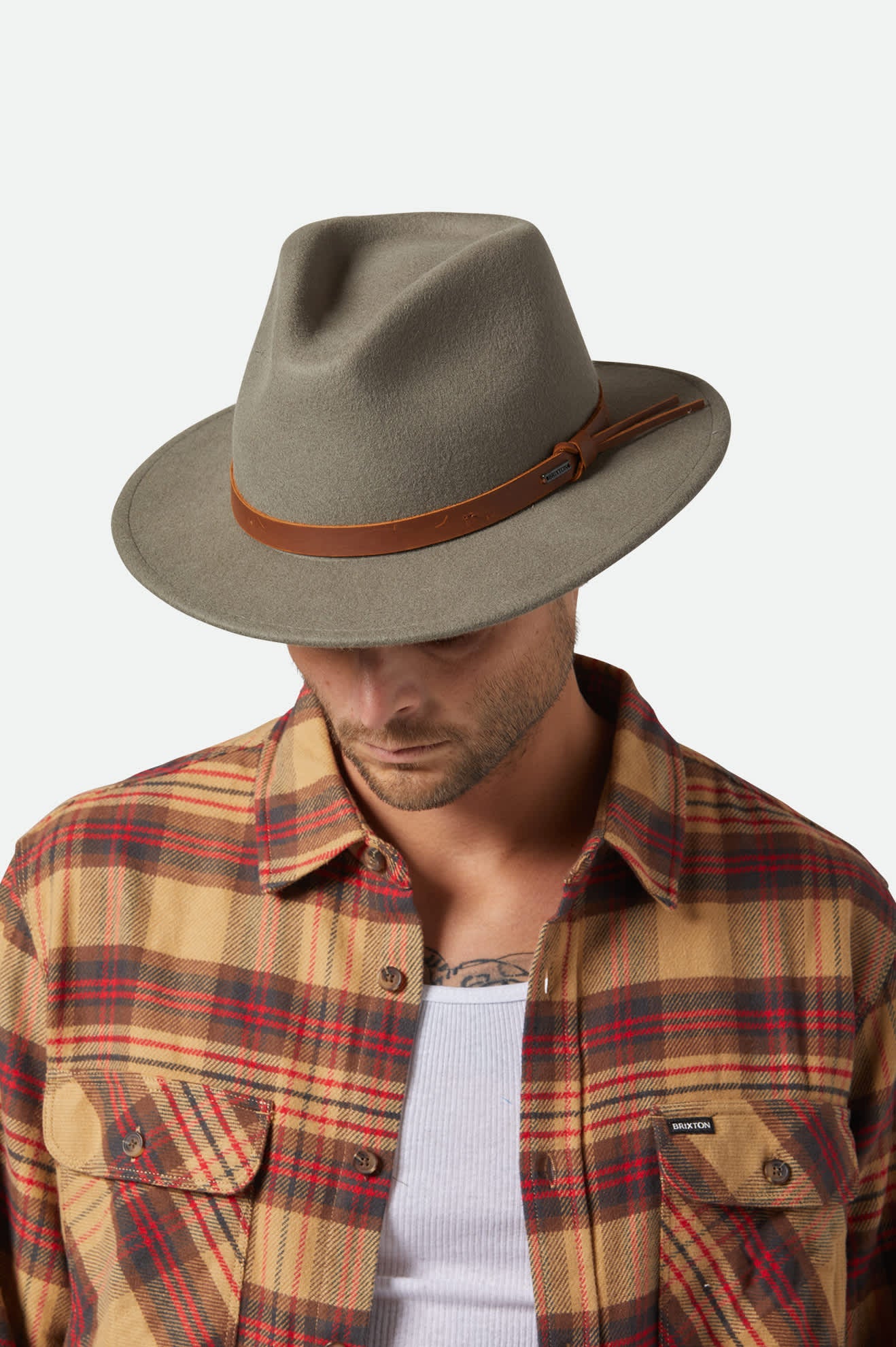 Unisex Messer Traditional Fedora in the color Brindle - Additional Fit View
