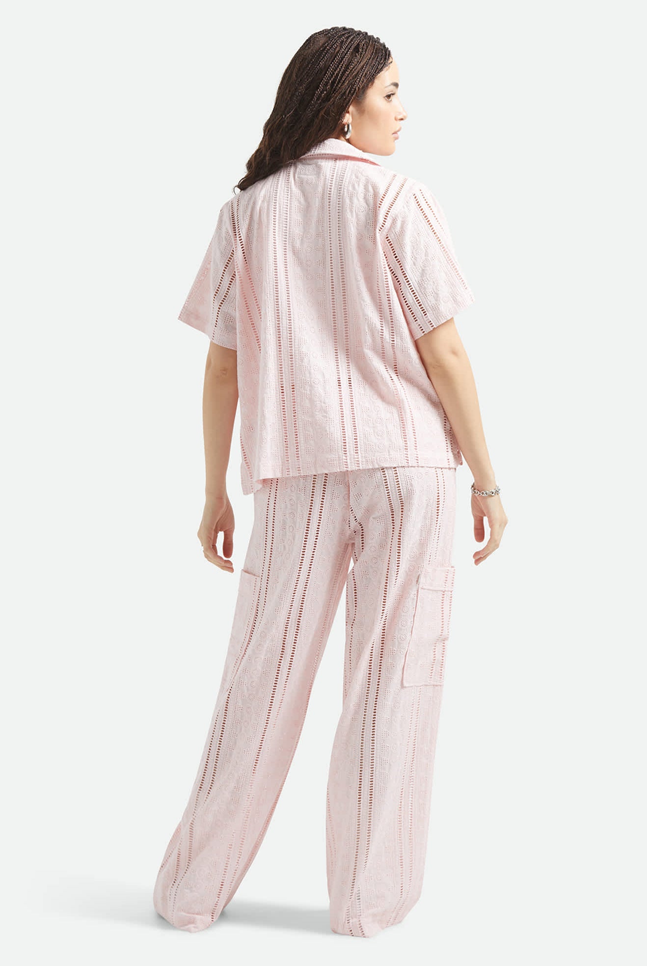 Women's The Mercer Wide Leg Trouser Pant in the color Chalk Pink - Women's Back View