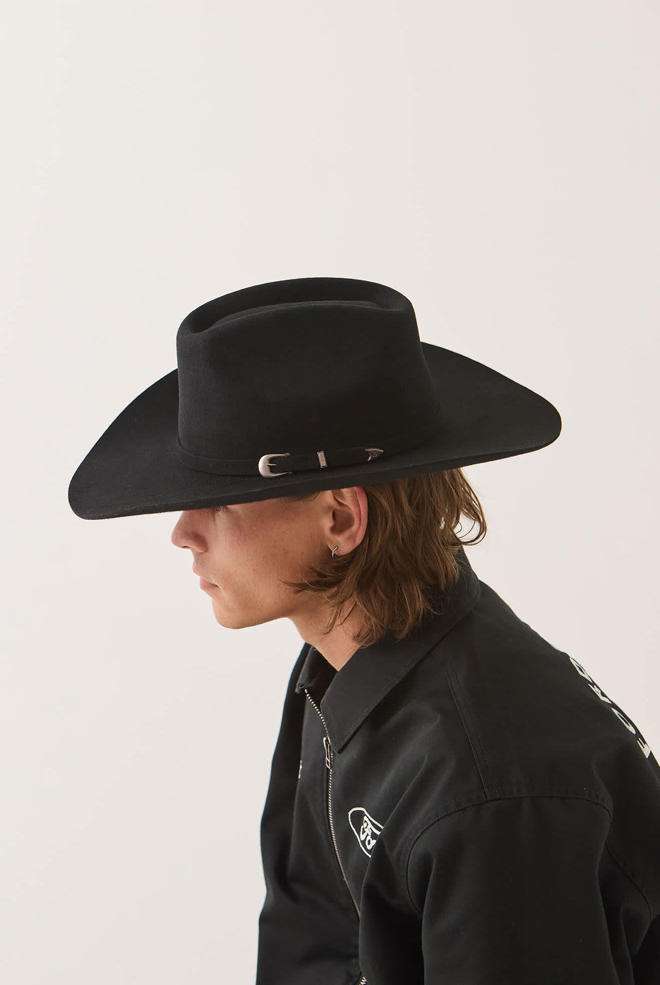 Unisex Prescott Brick Top Cowboy Hat in the color Black - Men's Side View