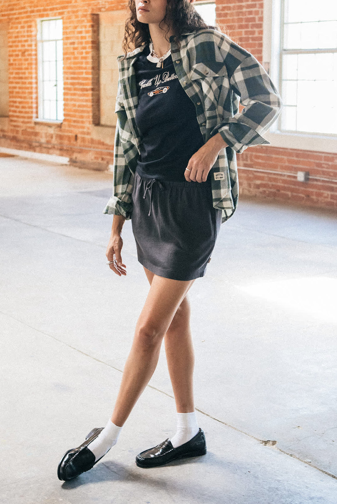 Women's Carefree Organic Garment Dye Lounge Skirt in the color Black - Men's Lifestyle image