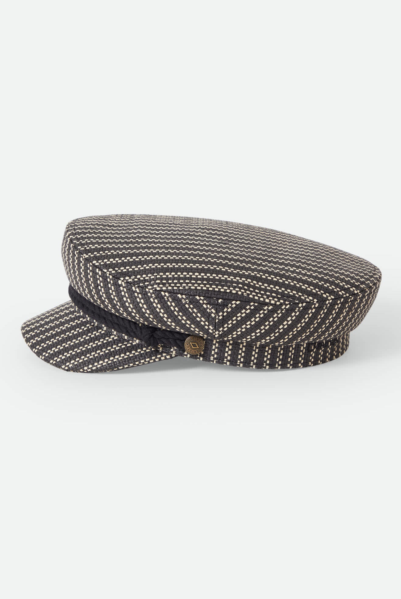 Unisex Fiddler Lightweight Fisherman Cap in the color Black/Natural Straw - Additional Laydown image