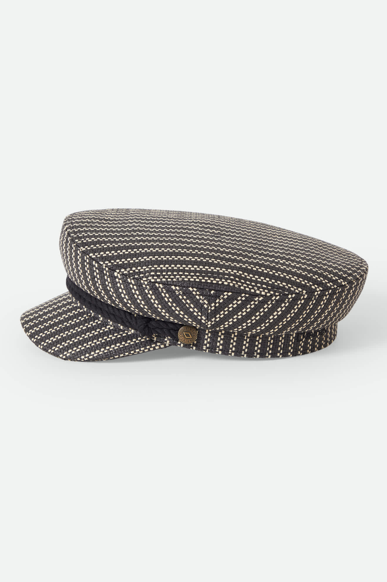 Unisex Fiddler Lightweight Fisherman Cap in the color Black/Natural Straw - Additional Laydown image