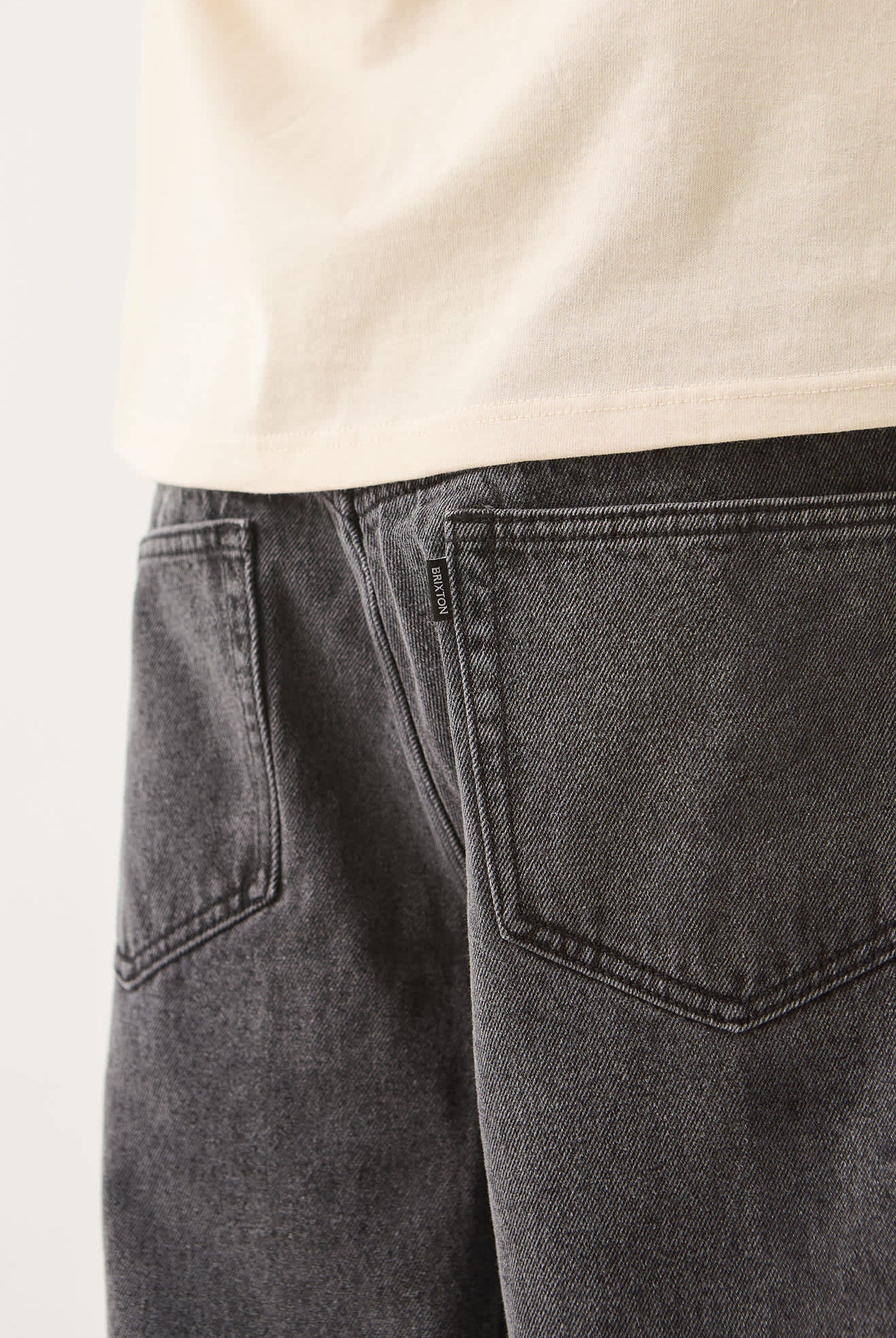 Men's Brixton Relaxed Short in the color Washed Black Denim - Additional Fit image