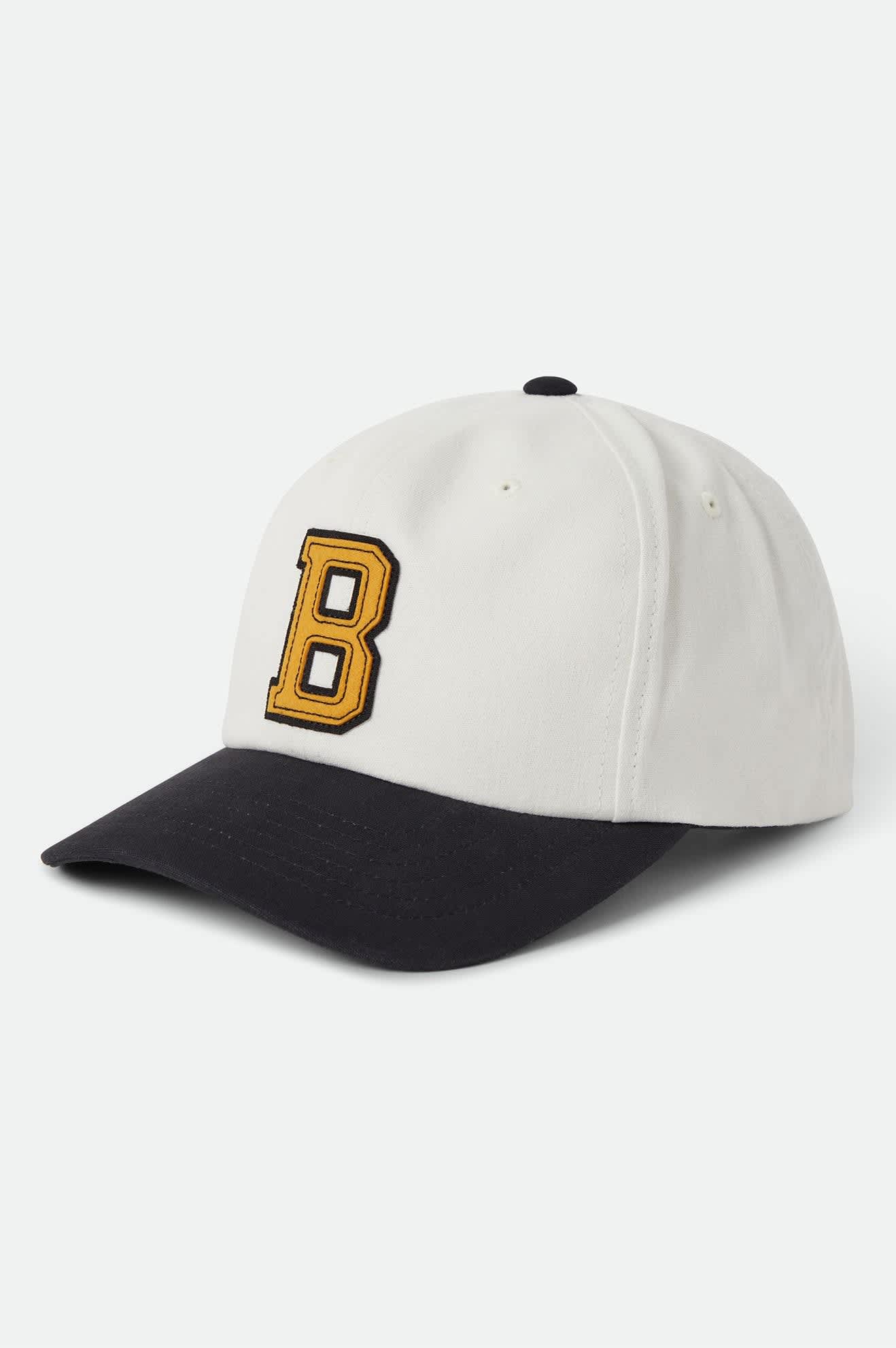 Unisex Big B Adjustable Hat in the color Off White/Black/Mustard - Front Product View