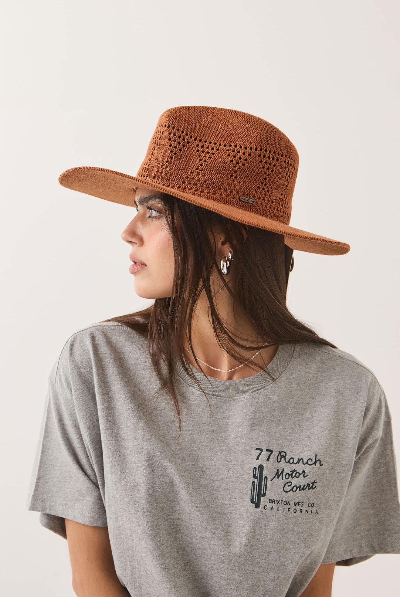 Women's Sophia Knit Packable Hat in the color Caramel - Women's Side View