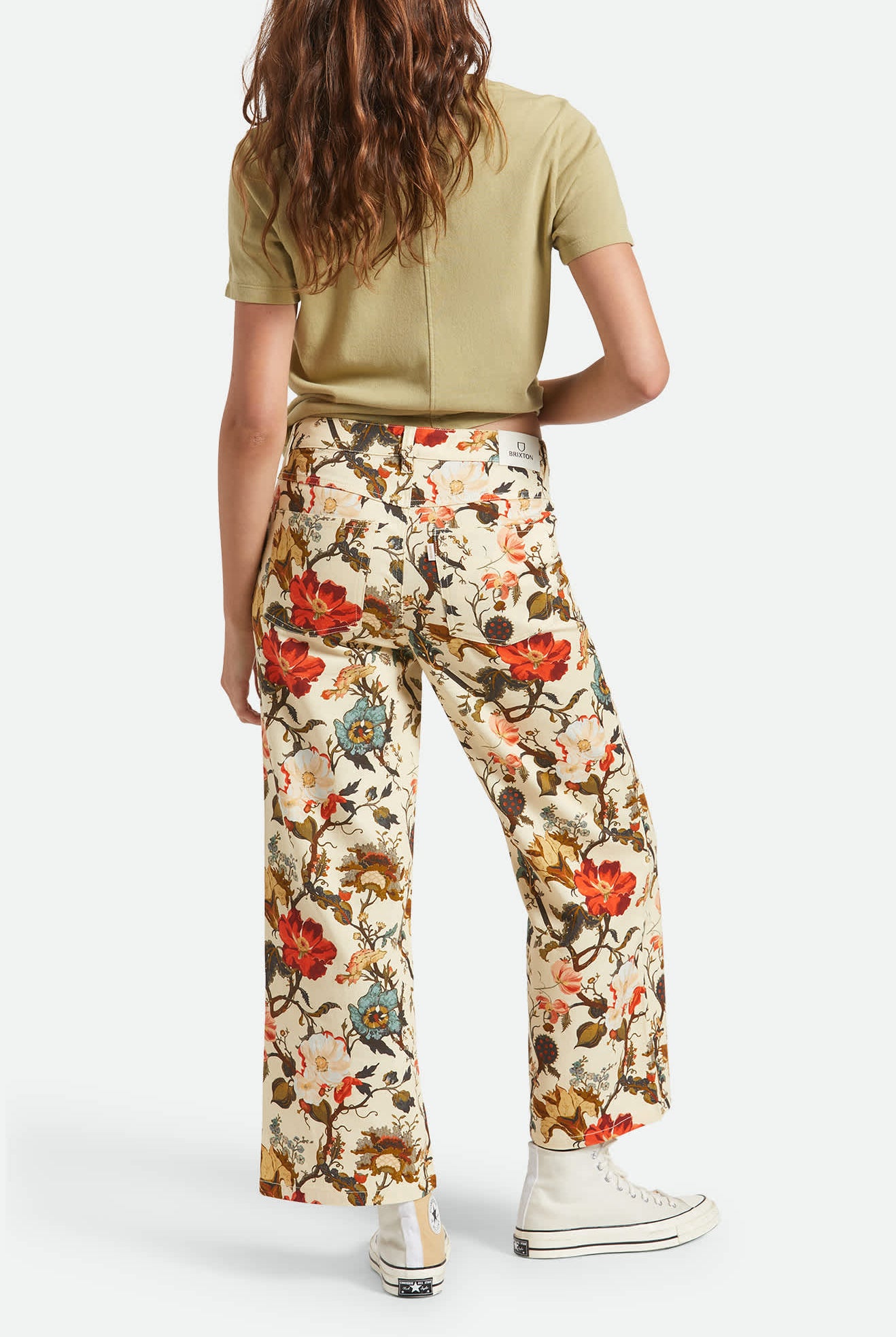 Women's Margo Cropped 5-Pocket Pant in the color Botanical Floral - Women's Back View