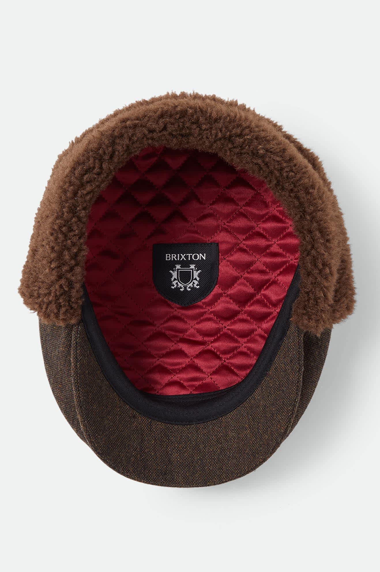 Unisex Barrel Earflap Snap Cap in the color Brown/Brown Tweed - Additional Laydown image