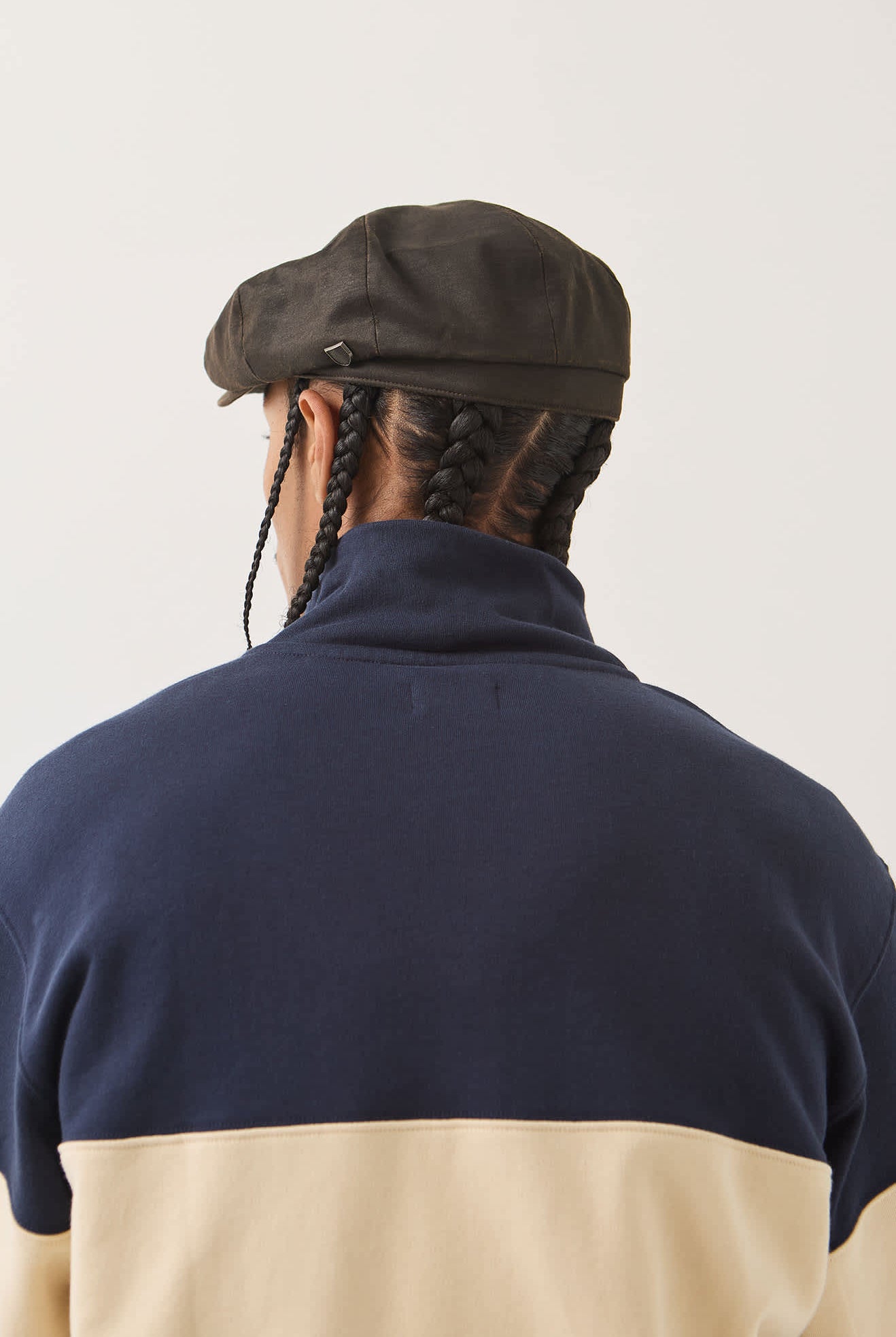 Unisex Brood Baggy Flannel Snap Cap in the color Black Denim/Black - Men's Back View