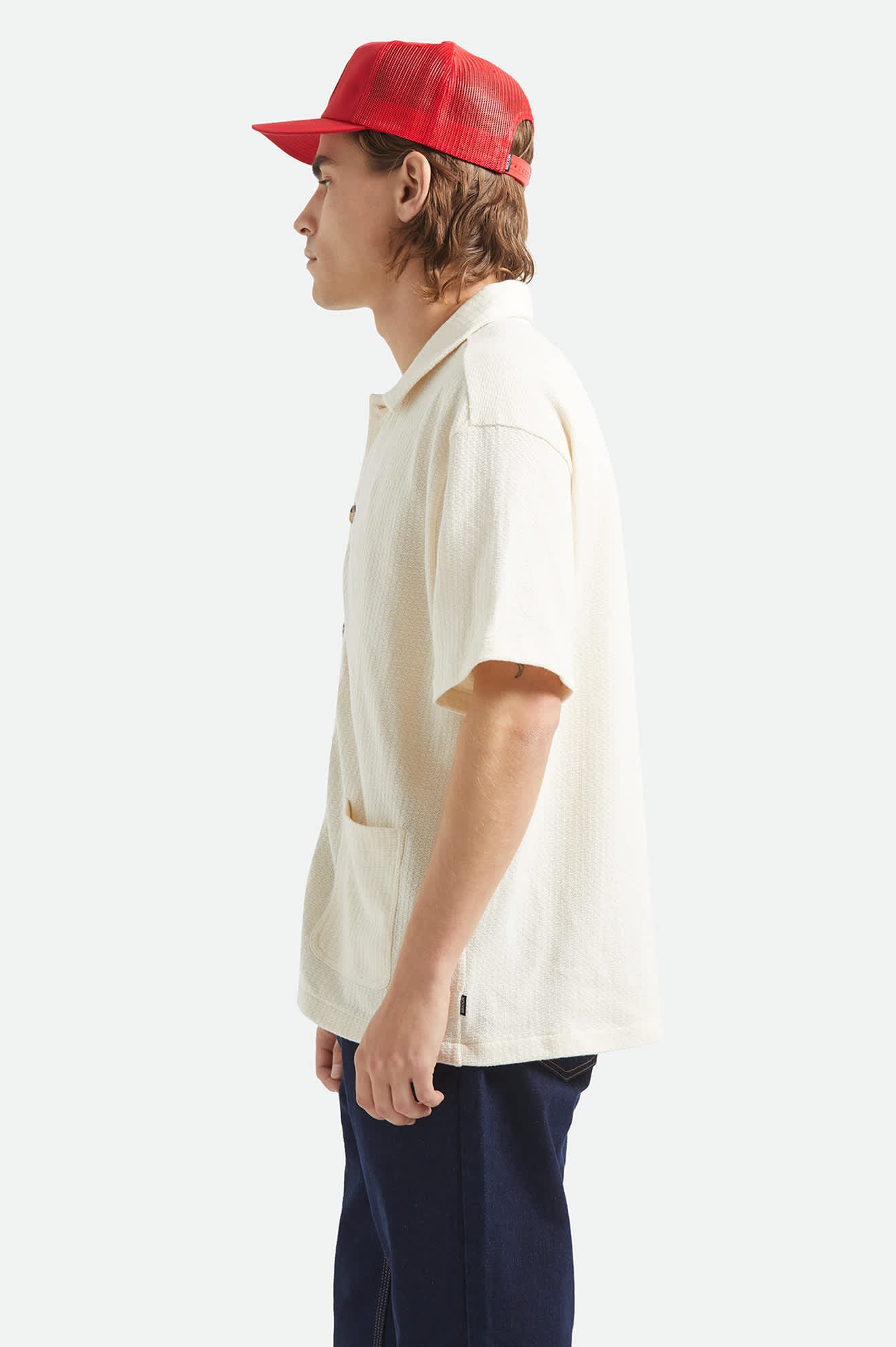 Men's Poolside Short Sleeve Shirt in the color Off White - Men's Side View