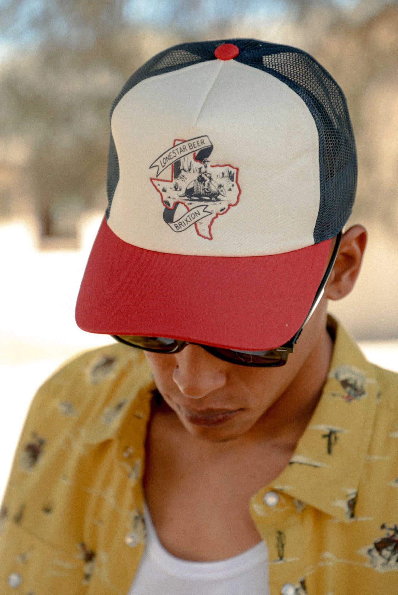 Unisex Lone Star X Brixton Trucker Hat in the color Red/White/Blue - Men's Lifestyle image